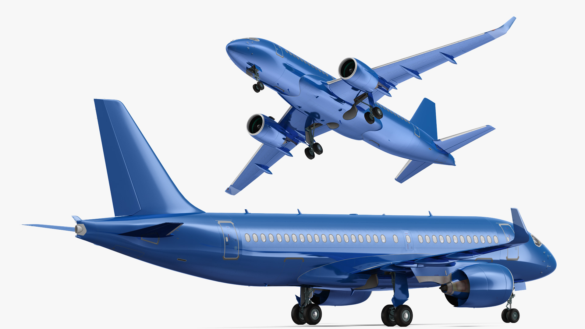 3D Airbus A220 100 Detailed Interior Generic Rigged model