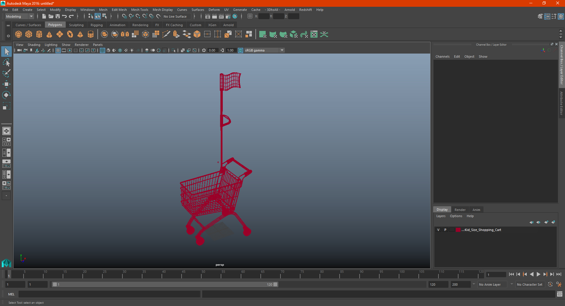 Kid Size Shopping Cart 3D