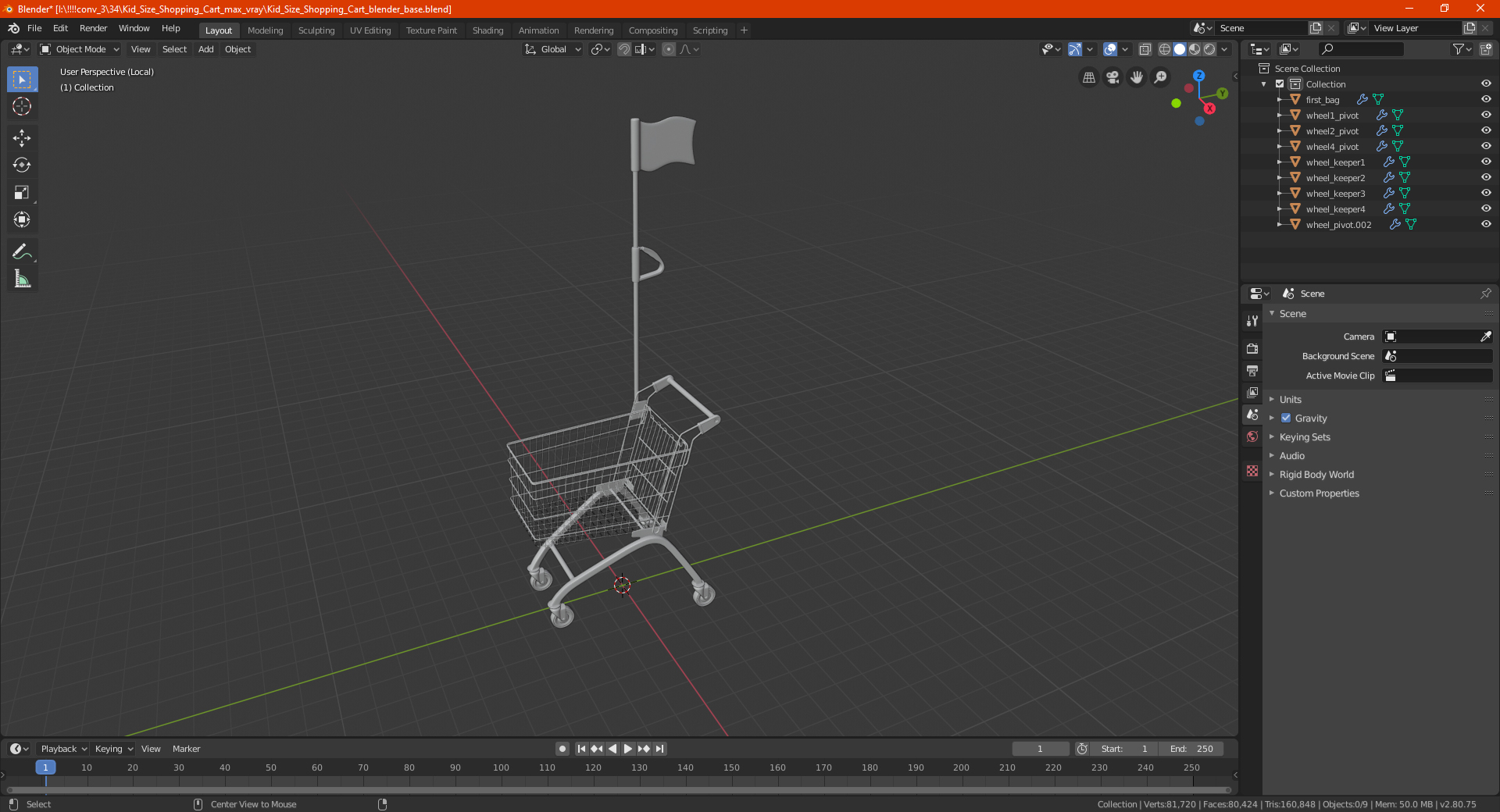 Kid Size Shopping Cart 3D