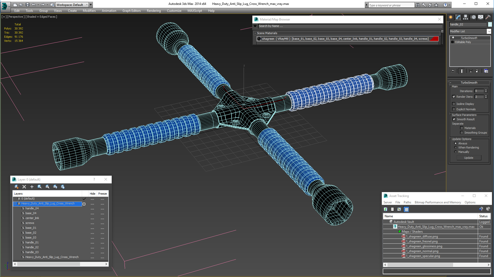 Heavy Duty Anti Slip Lug Cross Wrench 3D