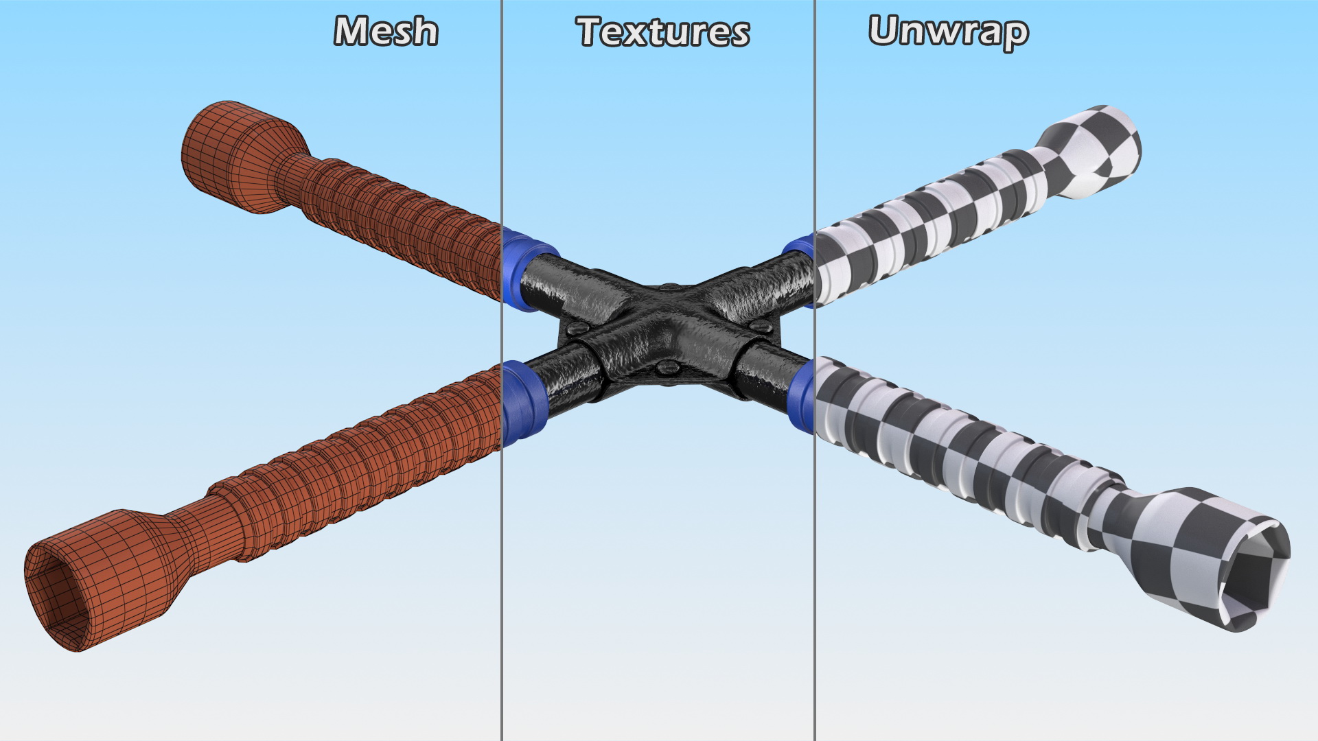 Heavy Duty Anti Slip Lug Cross Wrench 3D