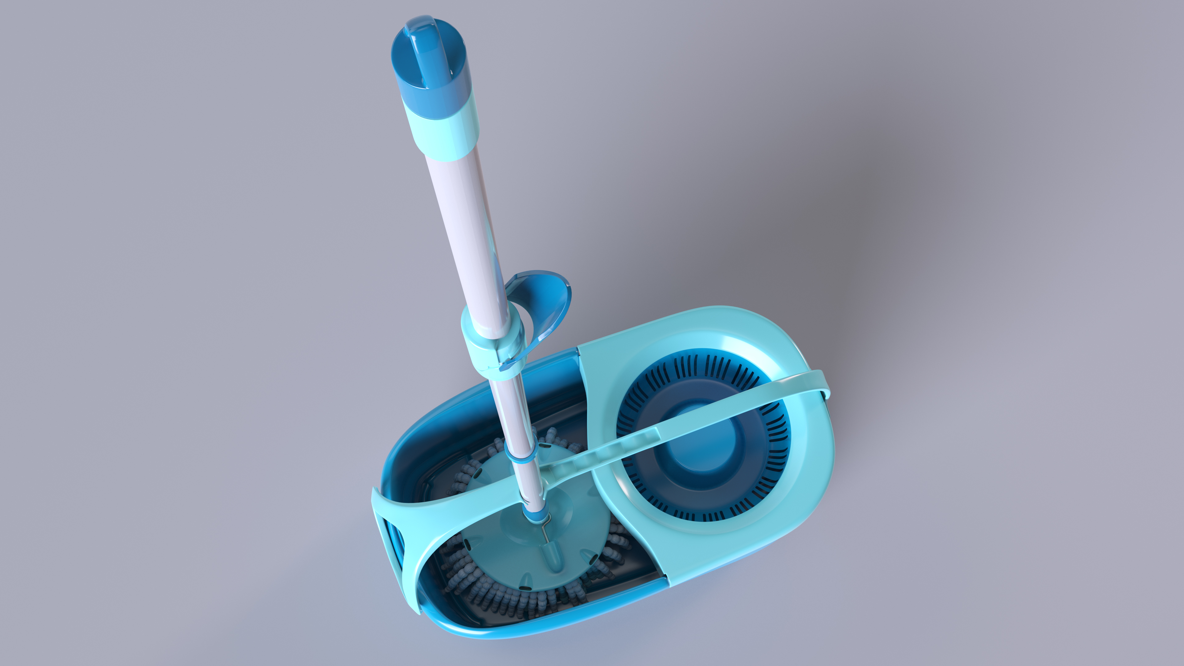 Bucket with Power Spin Wringer and Twist Mop Turquoise 3D model