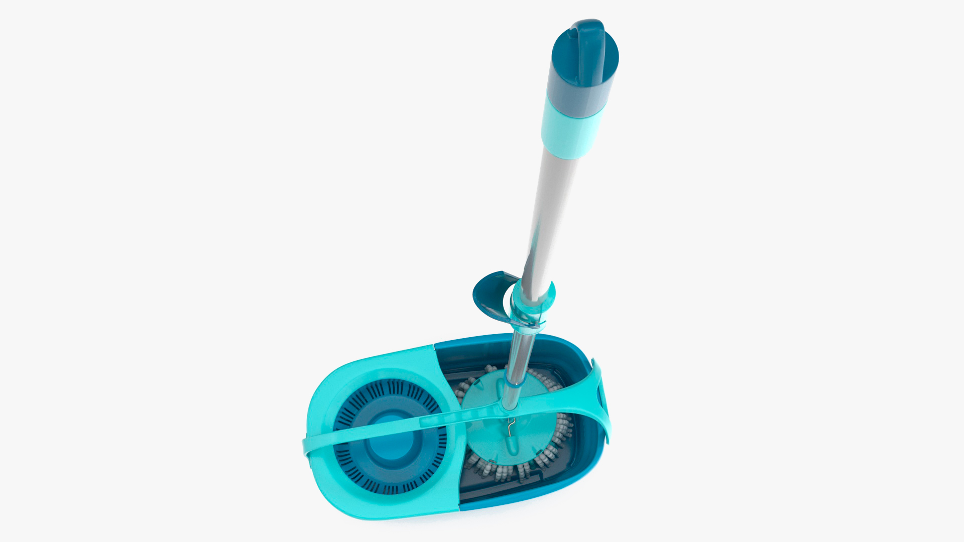 Bucket with Power Spin Wringer and Twist Mop Turquoise 3D model