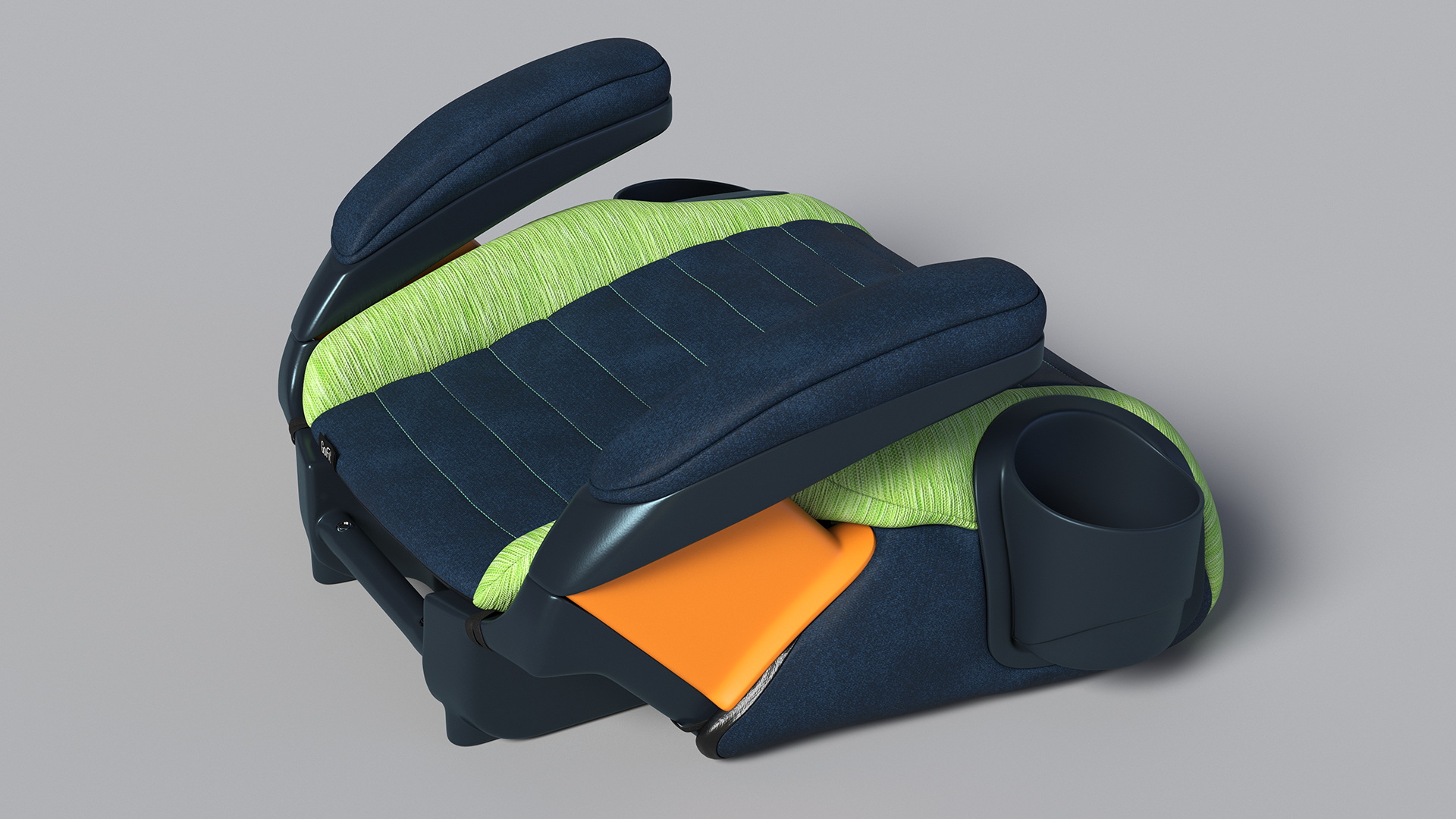 Child Car Seat Without Backrest Green 3D