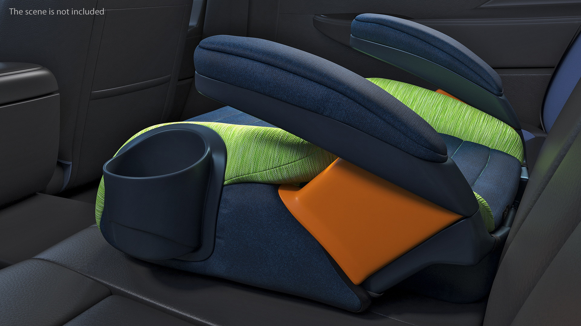 Child Car Seat Without Backrest Green 3D