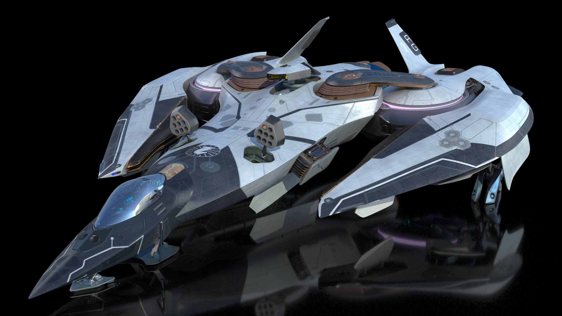 Sci Fi Fighter Jet Black 3D model