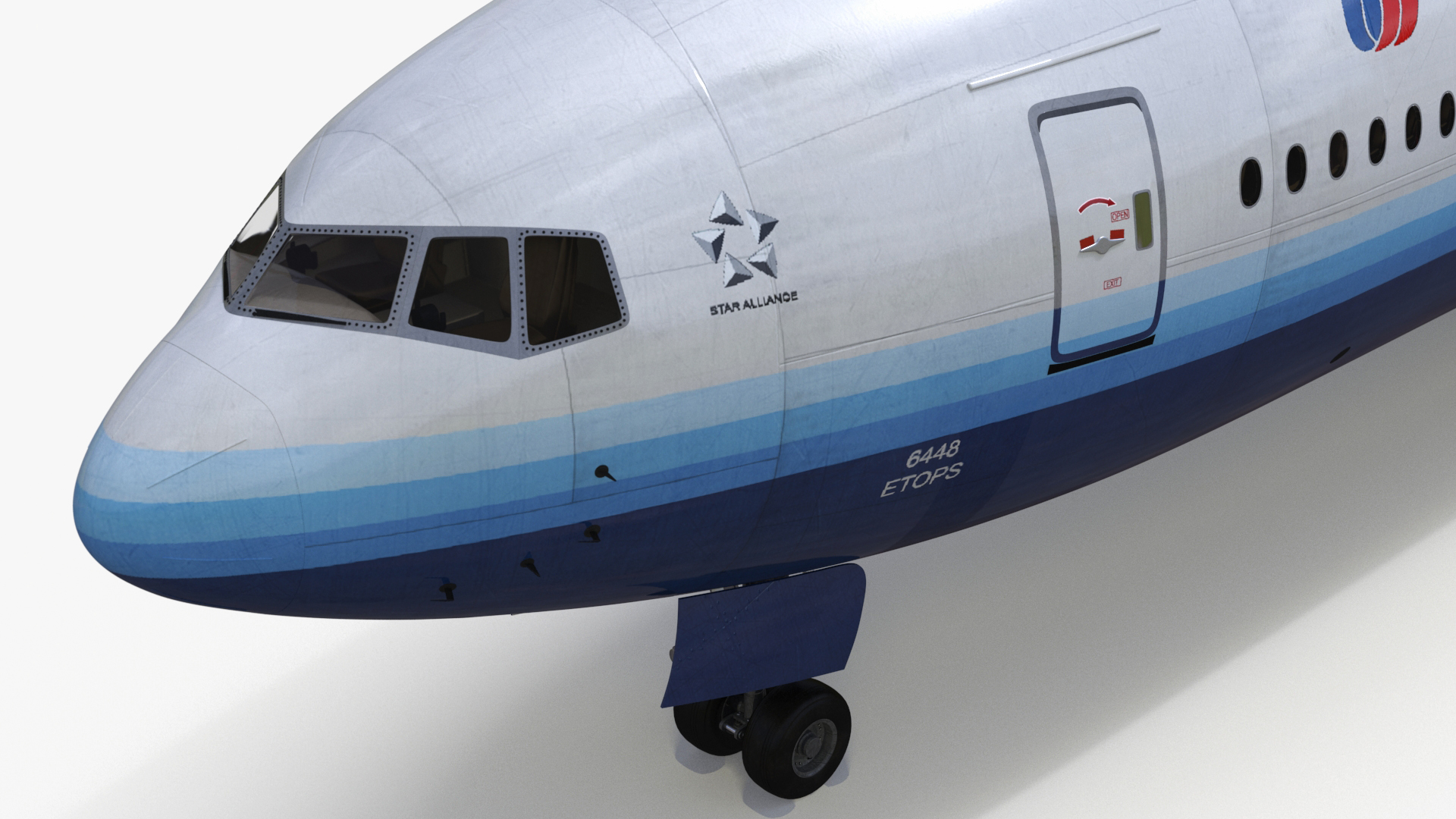 3D Boeing 777 United Airlines Rigged model