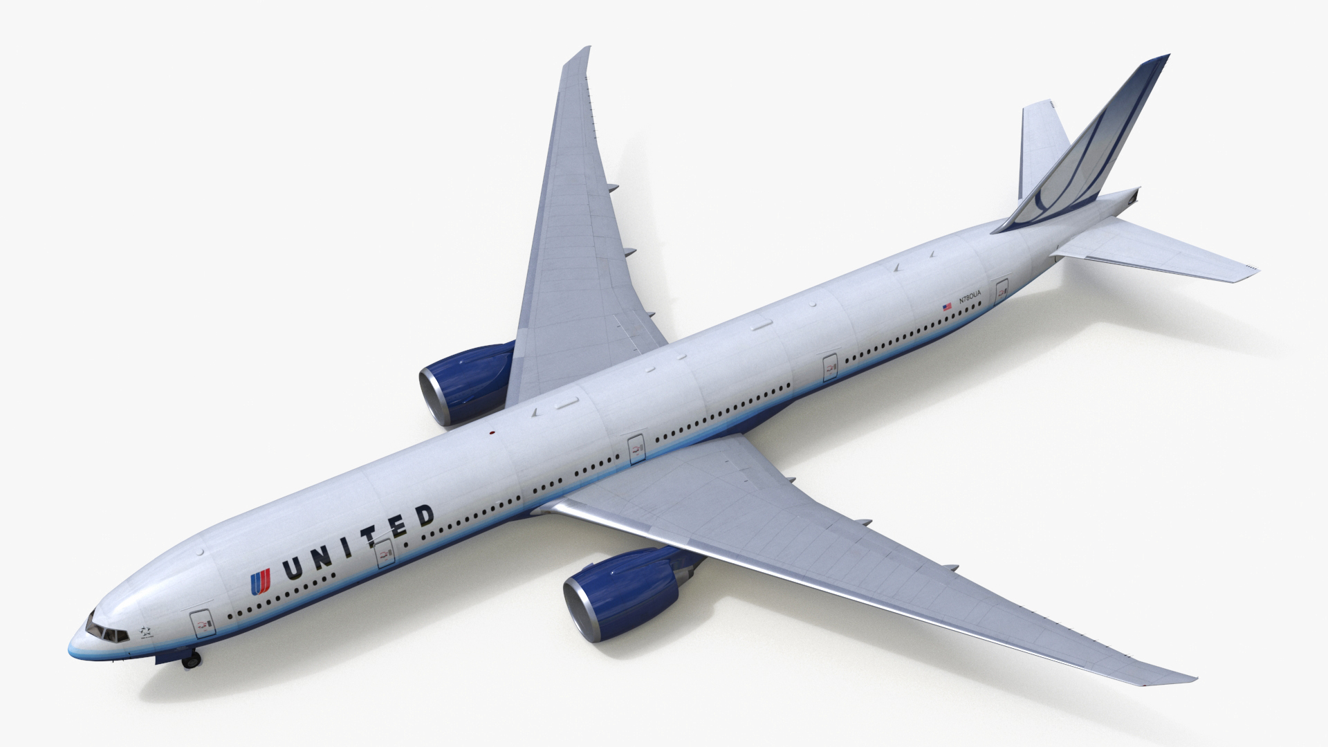 3D Boeing 777 United Airlines Rigged model