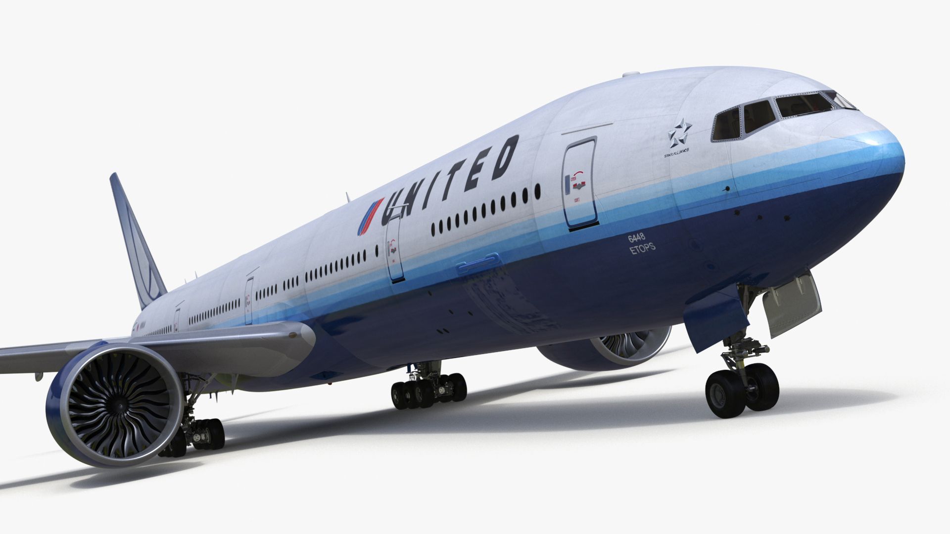 3D Boeing 777 United Airlines Rigged model