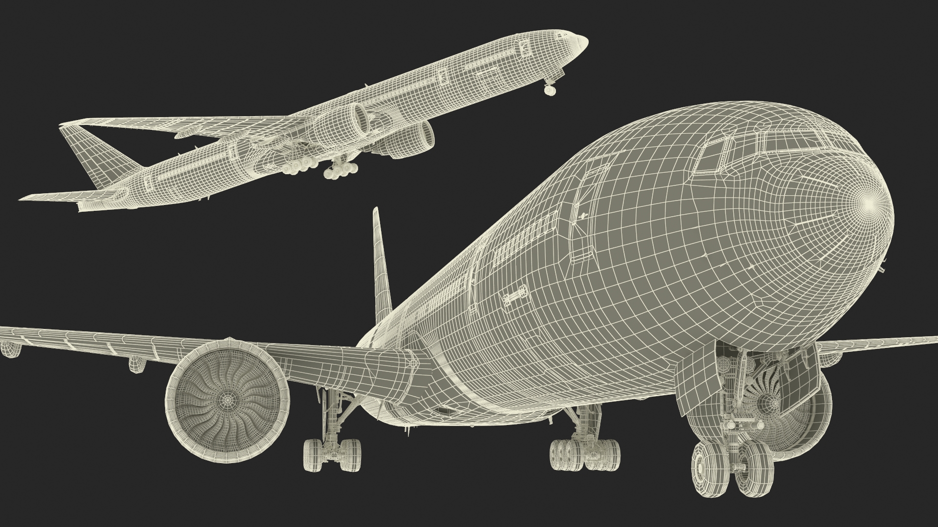 3D Boeing 777 United Airlines Rigged model