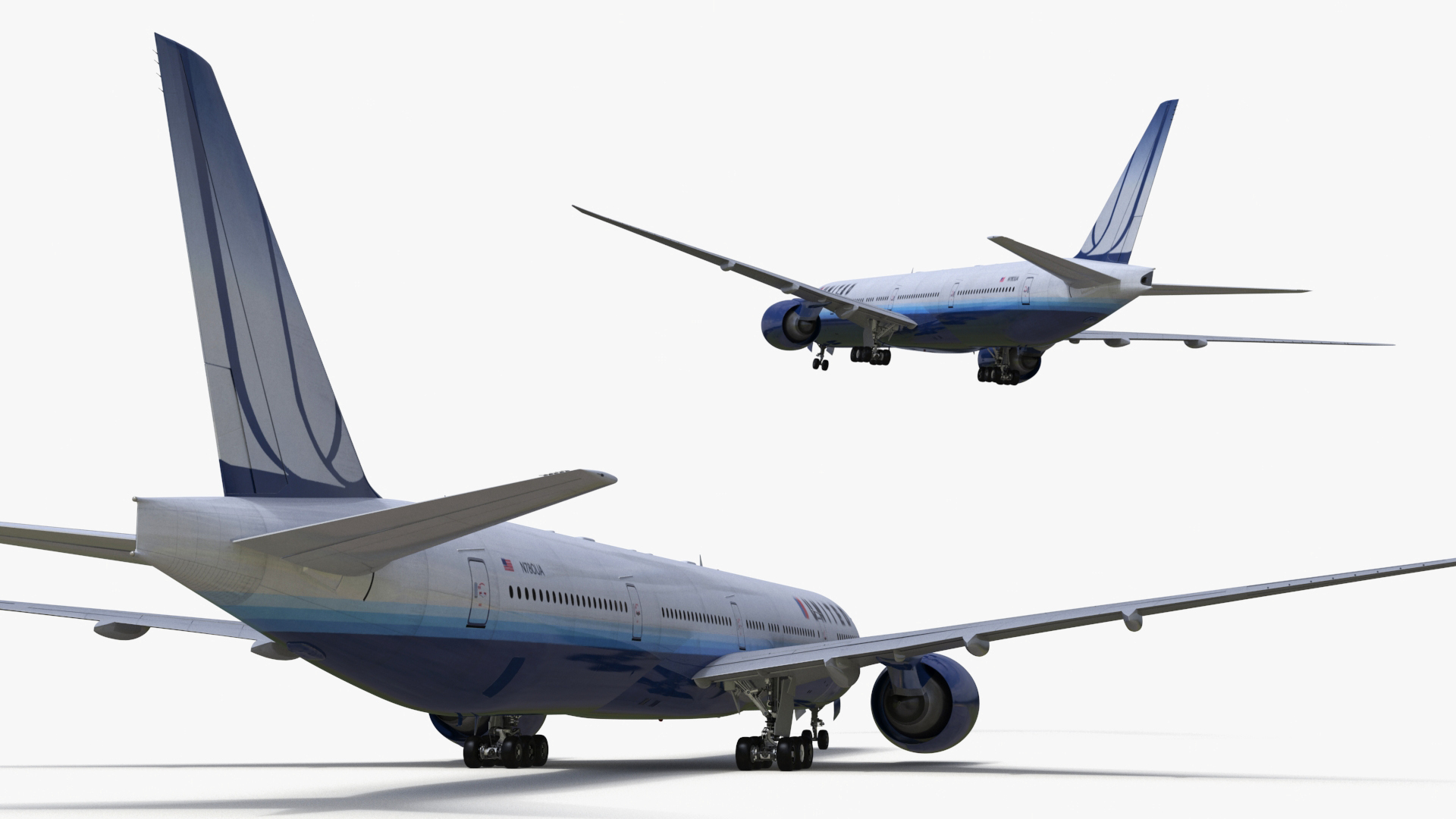 3D Boeing 777 United Airlines Rigged model