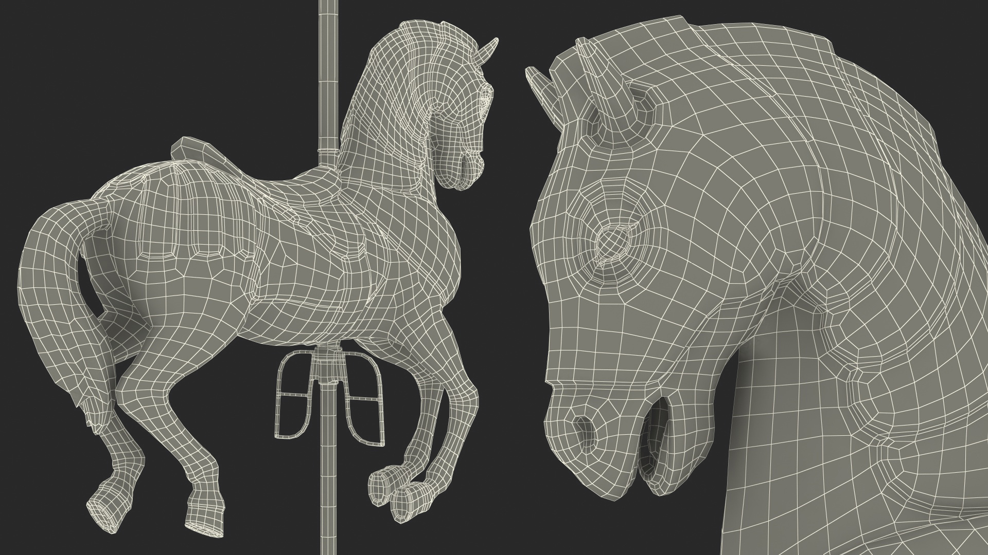 Carousel Horse Blue 3D model