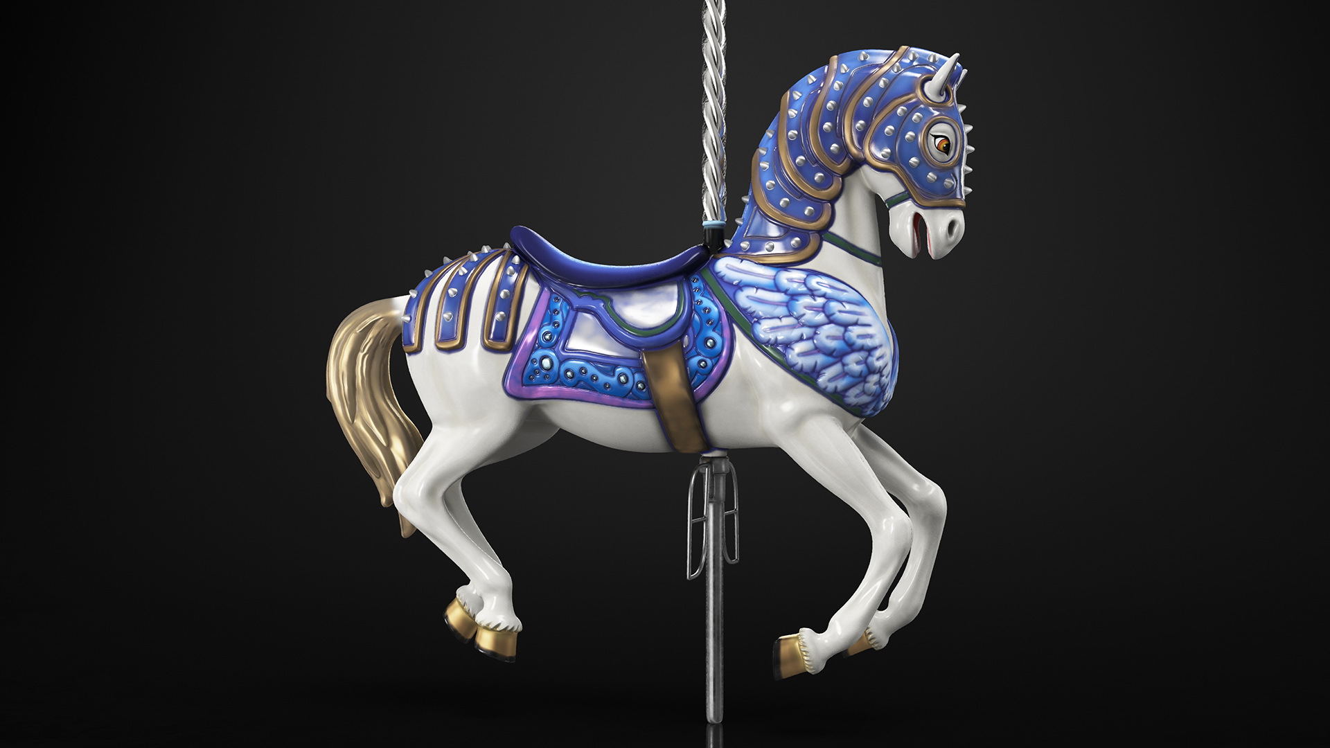 Carousel Horse Blue 3D model