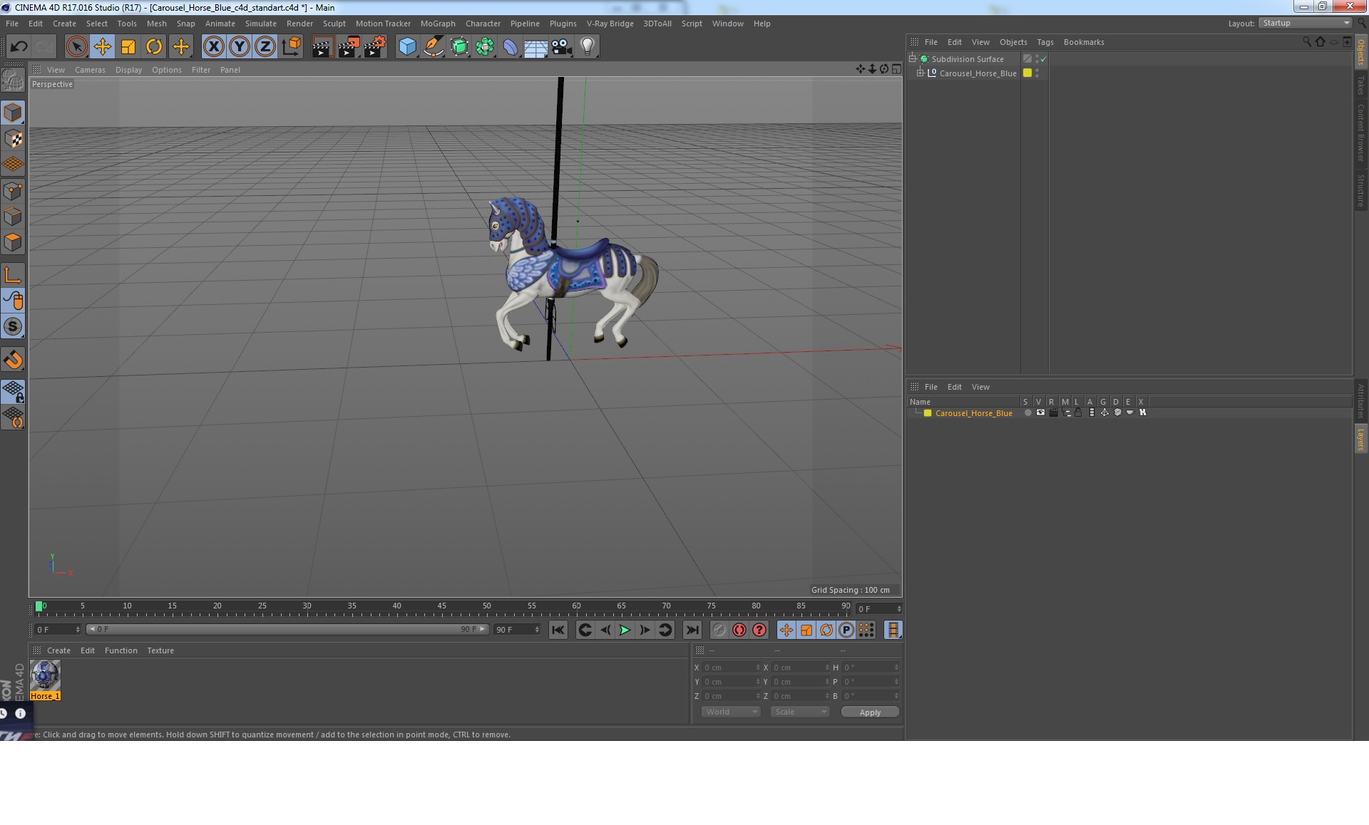 Carousel Horse Blue 3D model