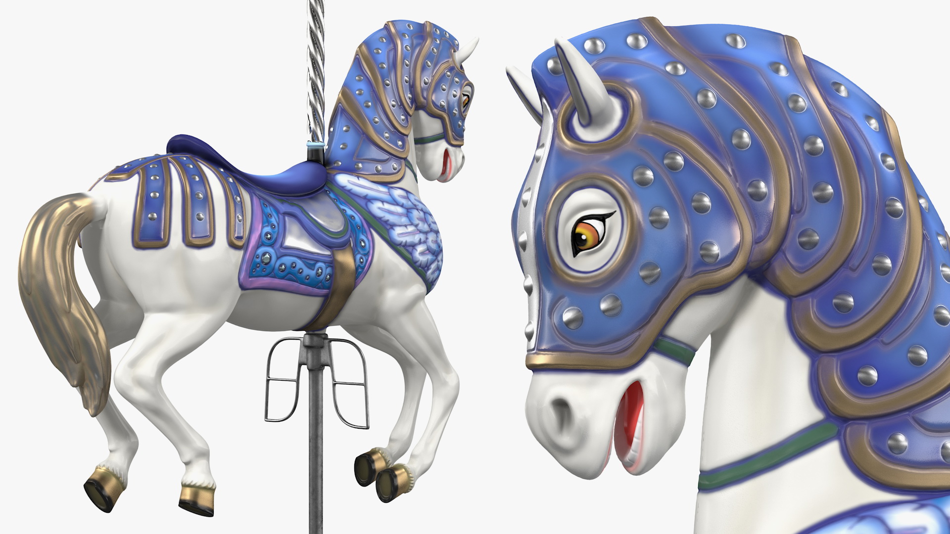 Carousel Horse Blue 3D model