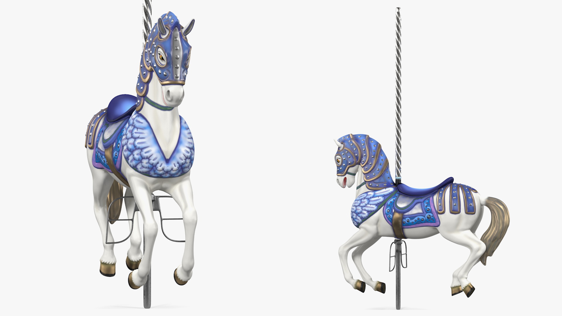 Carousel Horse Blue 3D model