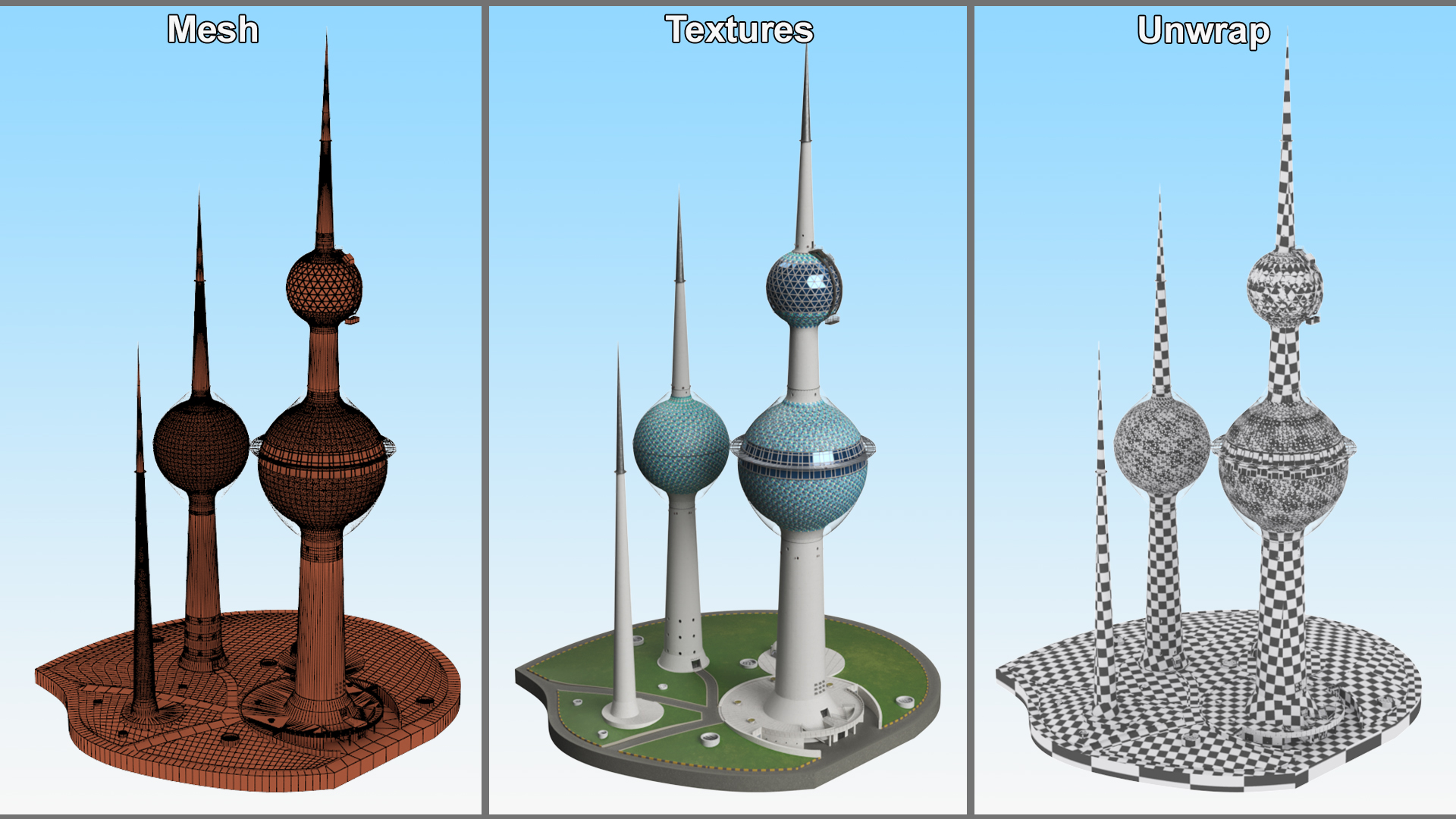 3D Kuwait Towers model