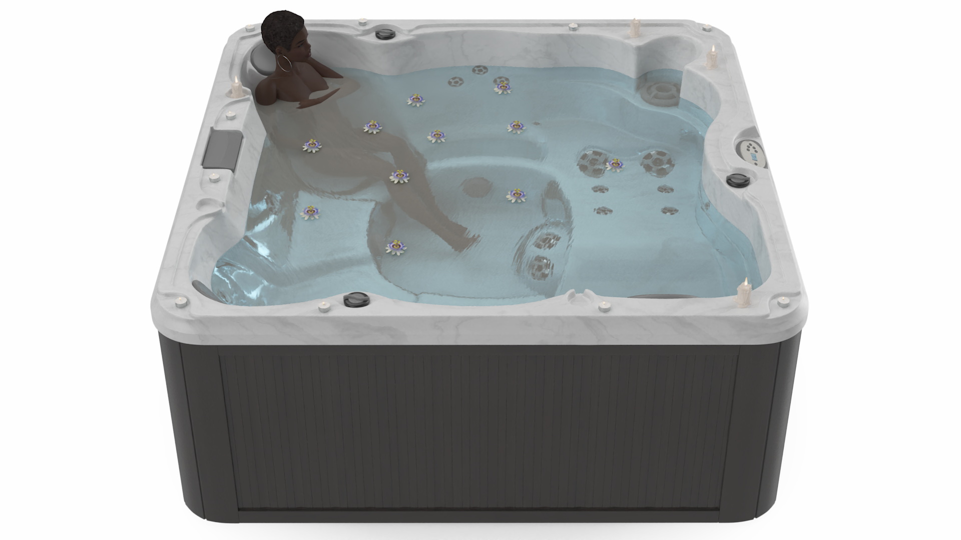 3D model Romantic Bathtub with a Female and Passion Flowers