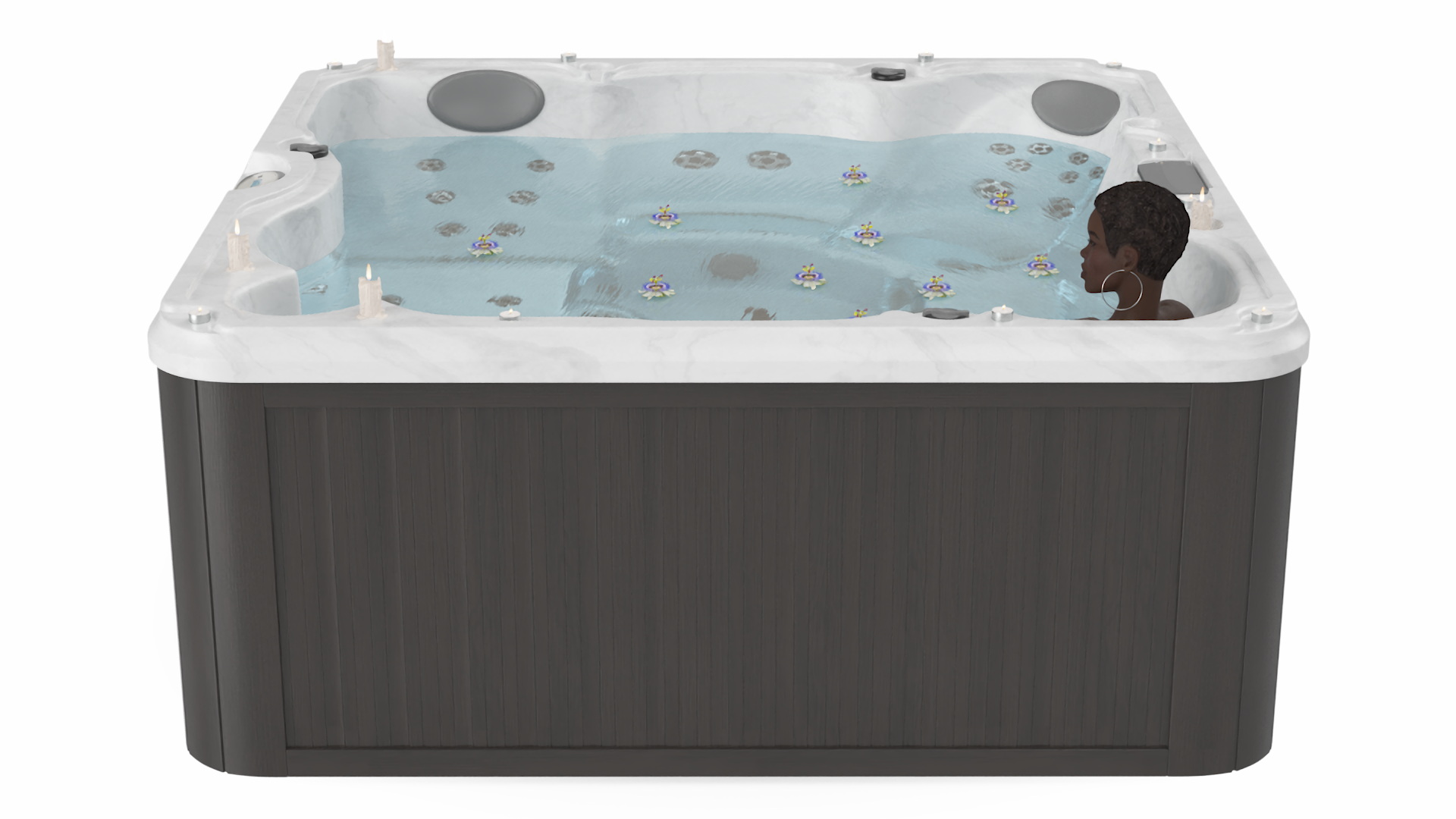 3D model Romantic Bathtub with a Female and Passion Flowers