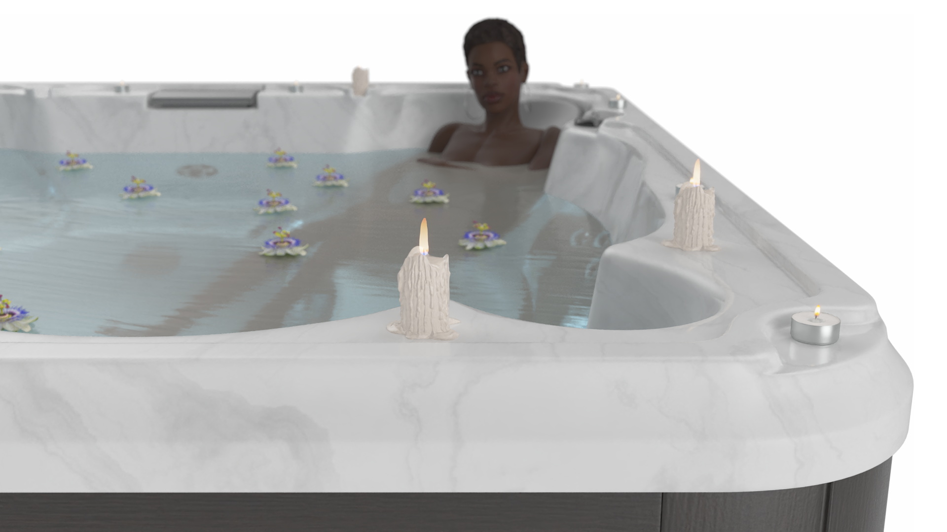 3D model Romantic Bathtub with a Female and Passion Flowers