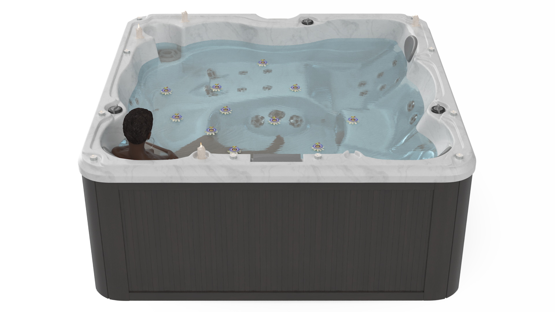 3D model Romantic Bathtub with a Female and Passion Flowers