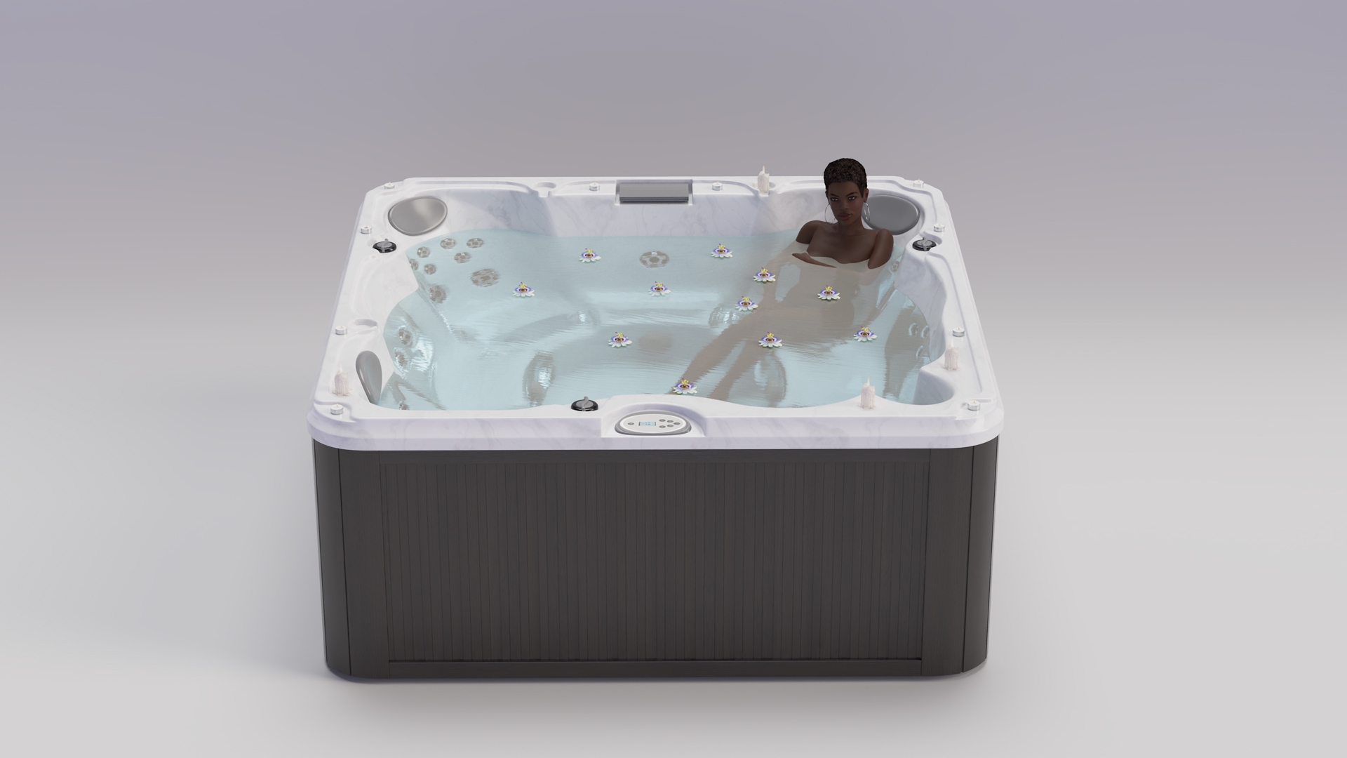 3D model Romantic Bathtub with a Female and Passion Flowers