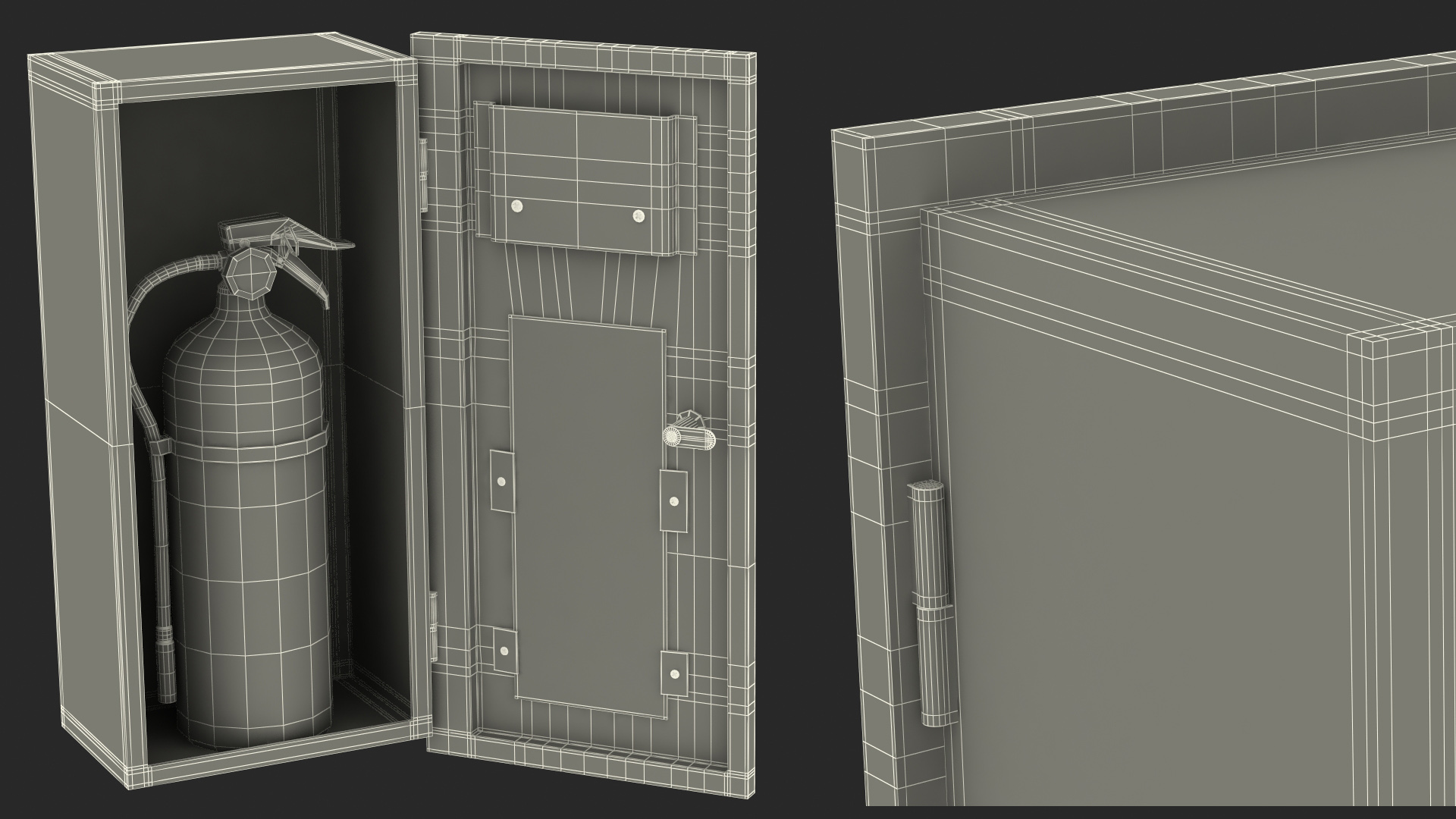 Fire Extinguisher Cabinet Set 3D model