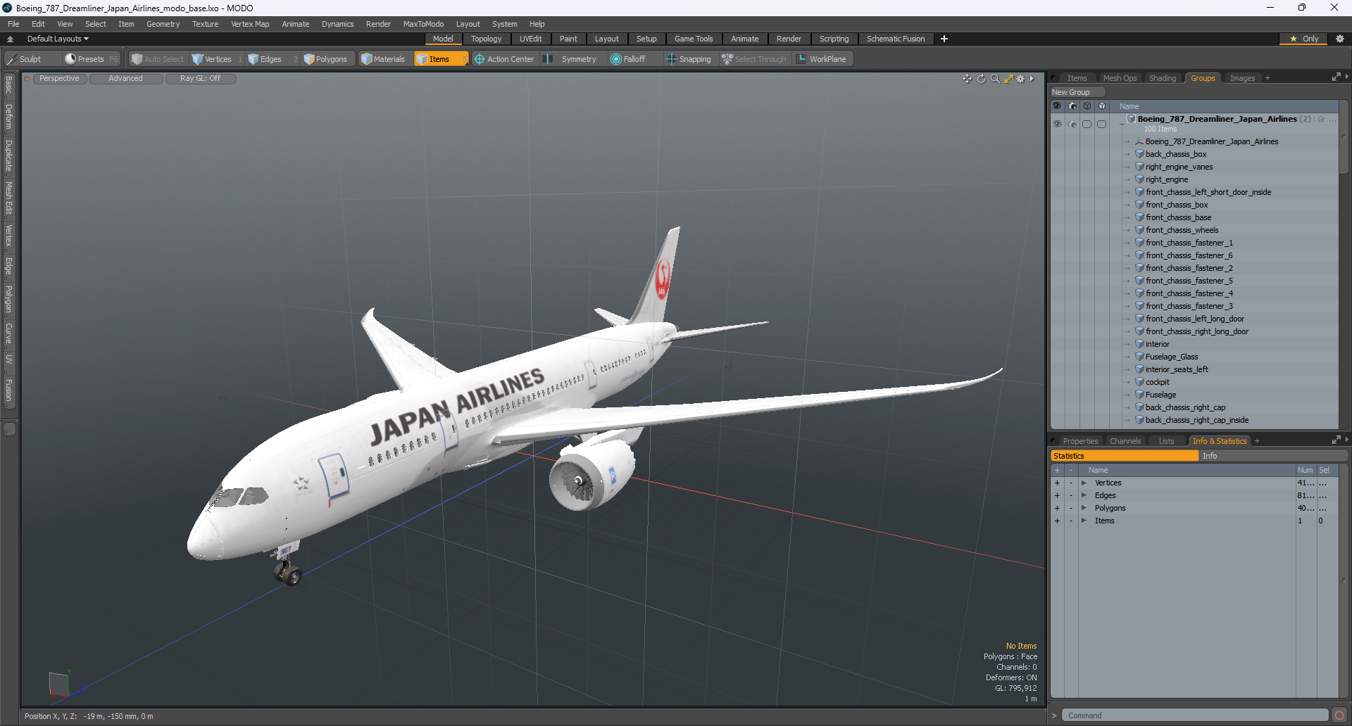 3D Boeing 787 Dreamliner Japan Airlines