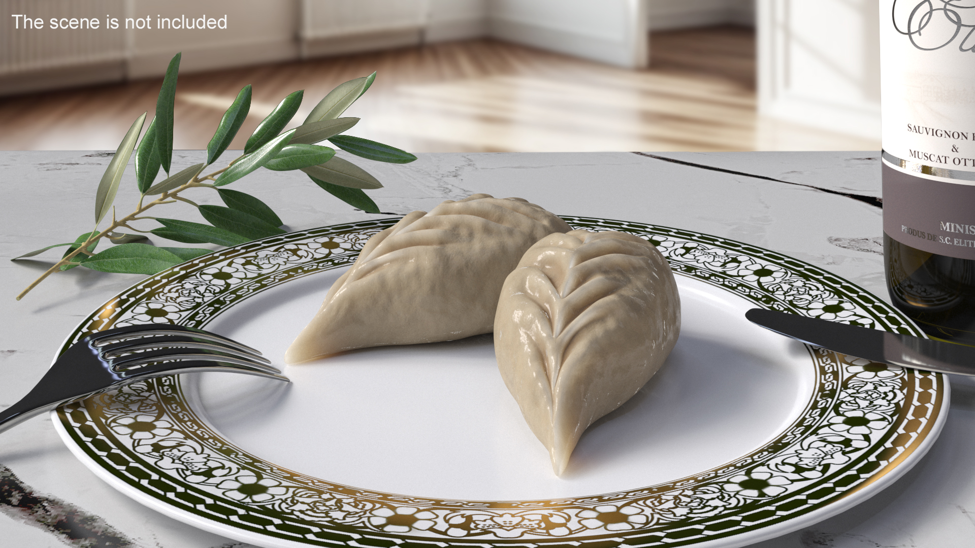 Leaf Shaped Dumpling Cooked 3D