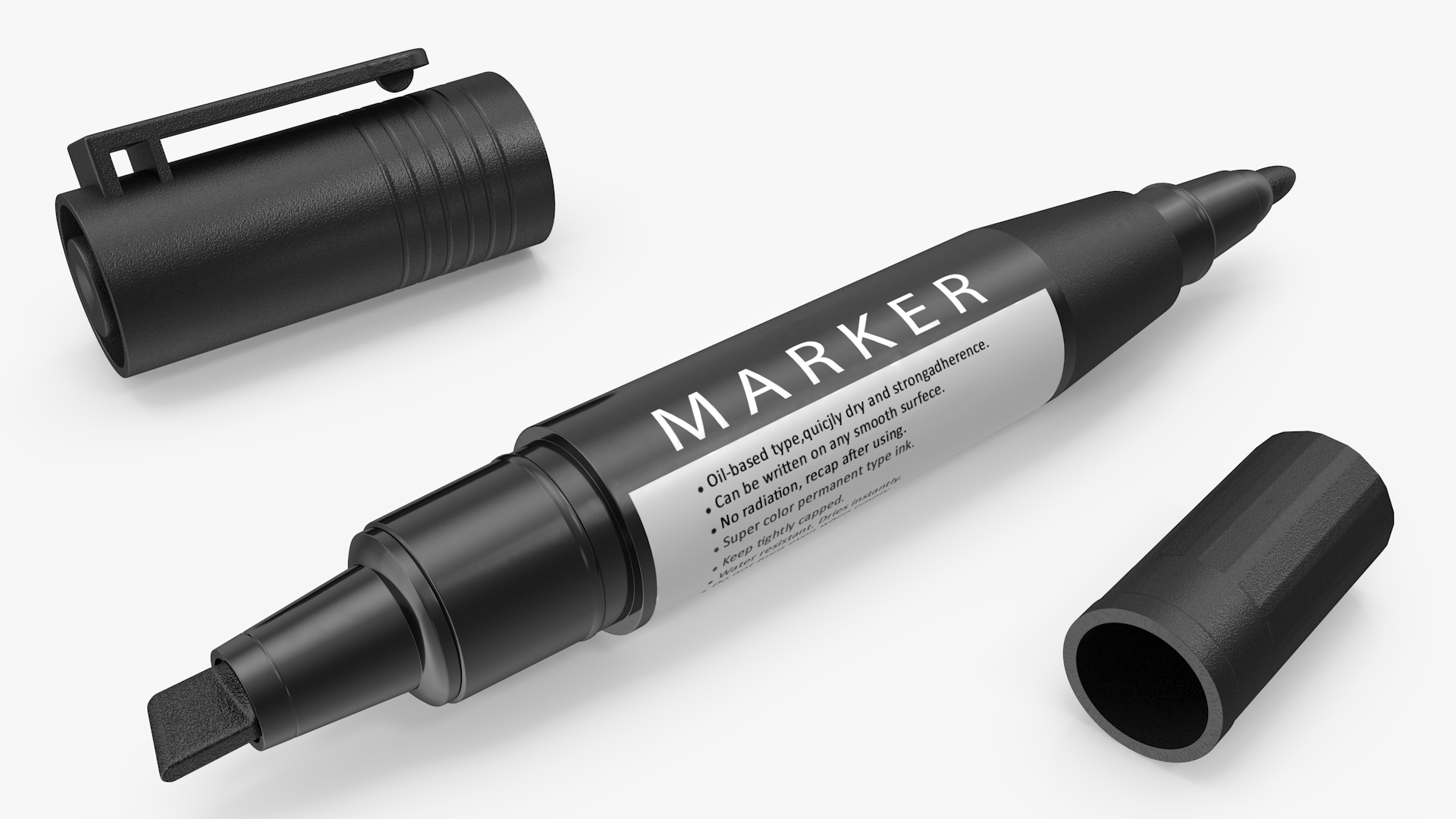 3D model Double-Ended Marker Black