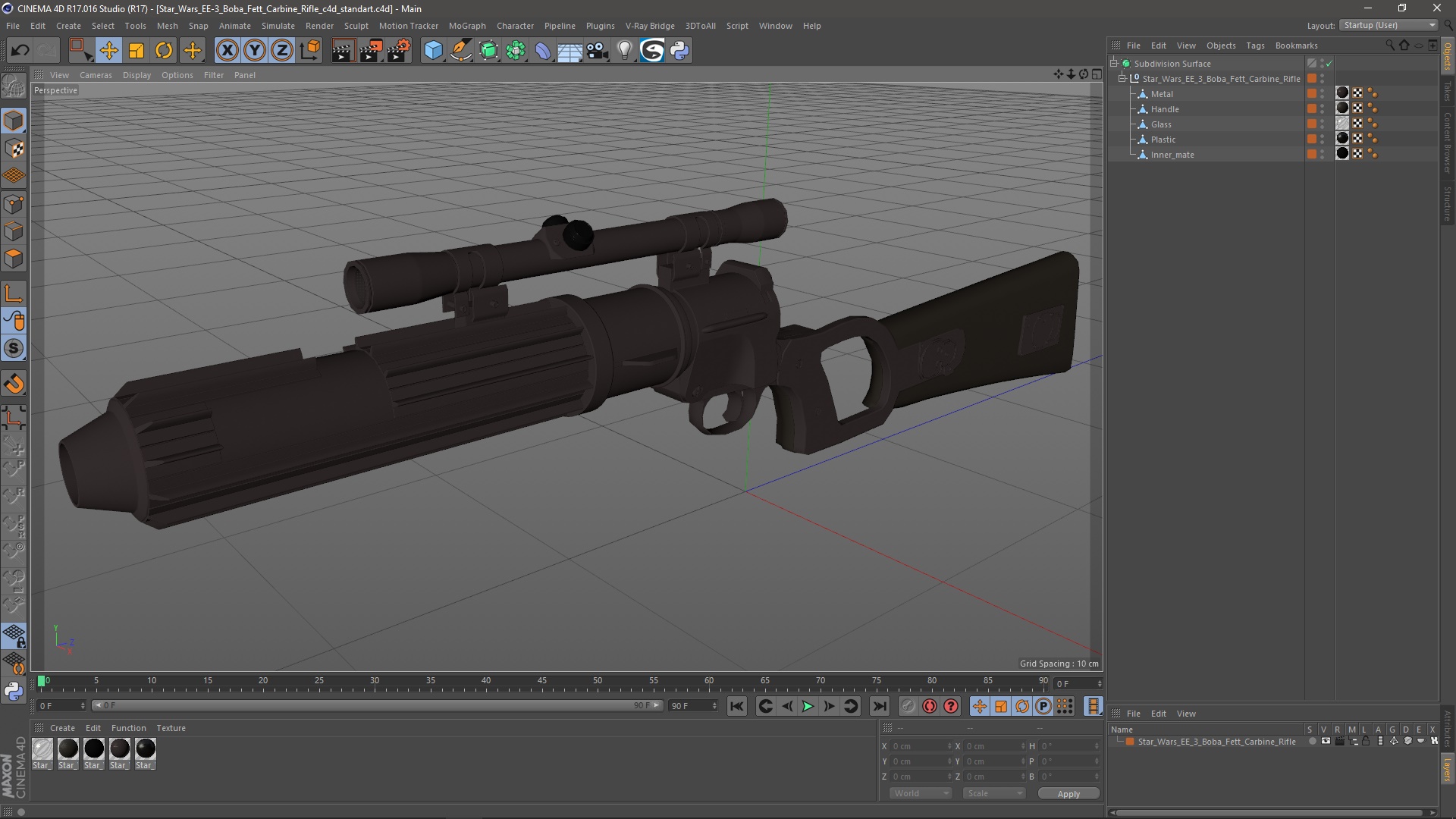 3D Star Wars EE-3 Boba Fett Carbine Rifle model