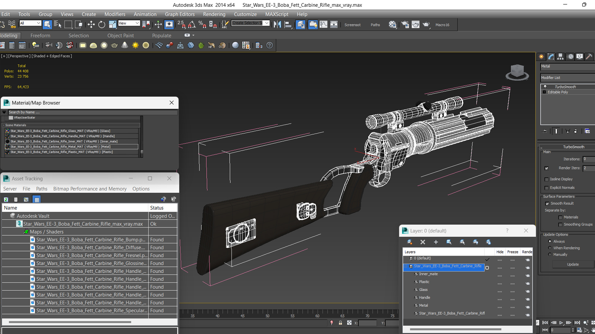 3D Star Wars EE-3 Boba Fett Carbine Rifle model