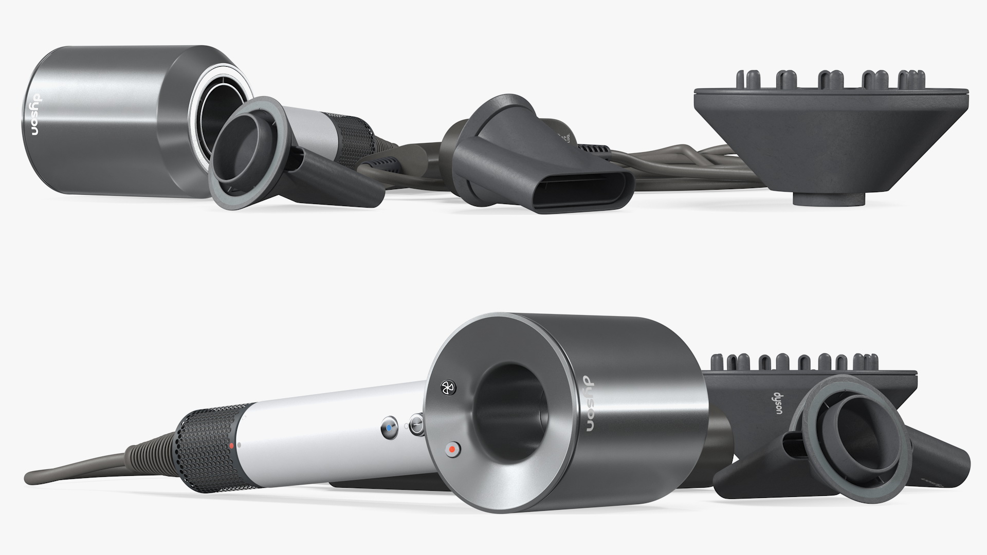 Dyson Hair Dryer Professional Edition with Attachments 3D model