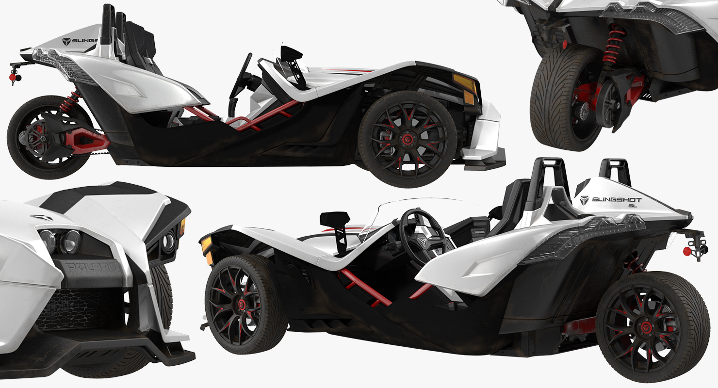 3D Polaris Slingshot Trike White Rigged