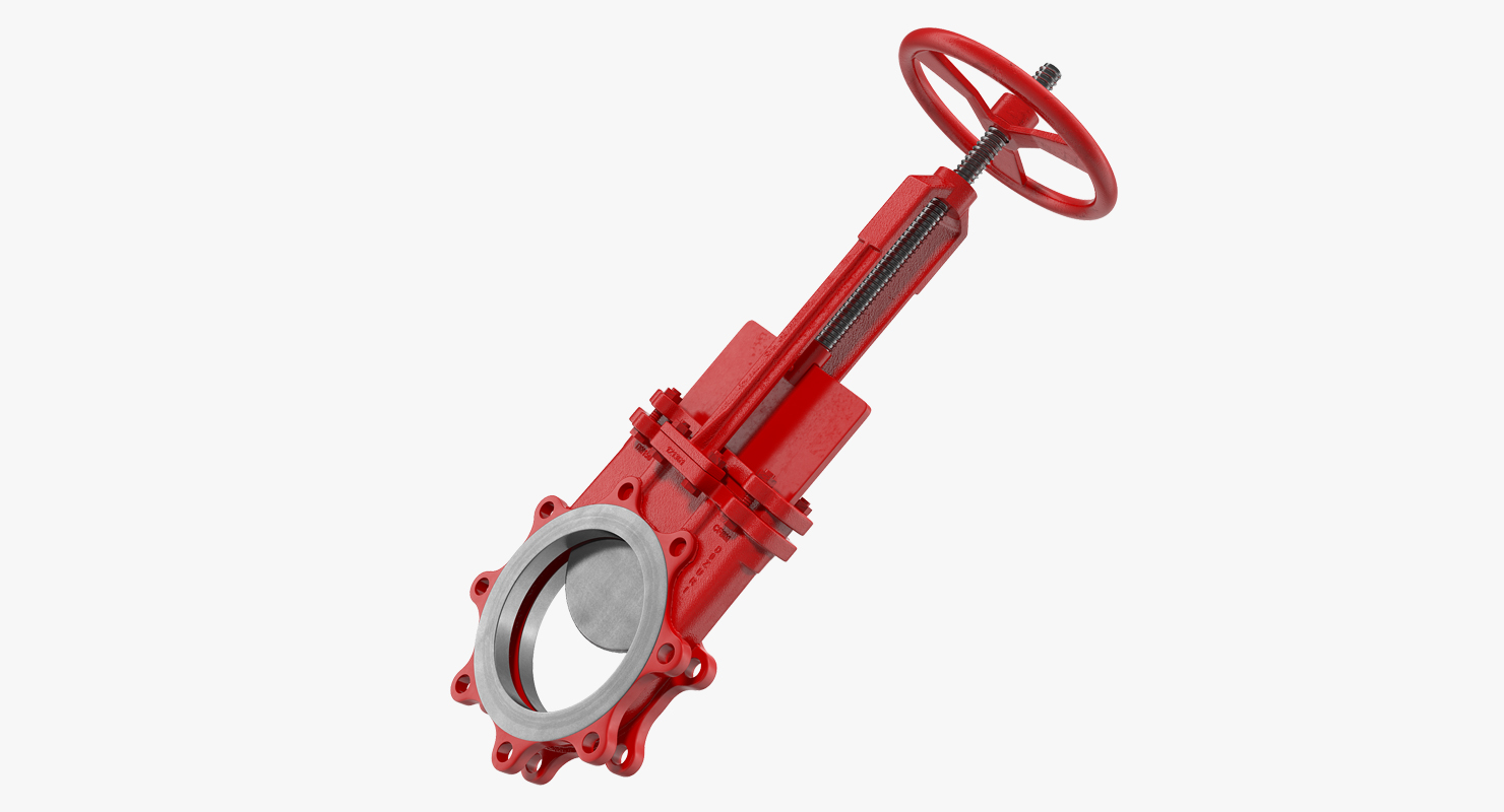 Bidirectional Knife Gate Valve Red 3D model