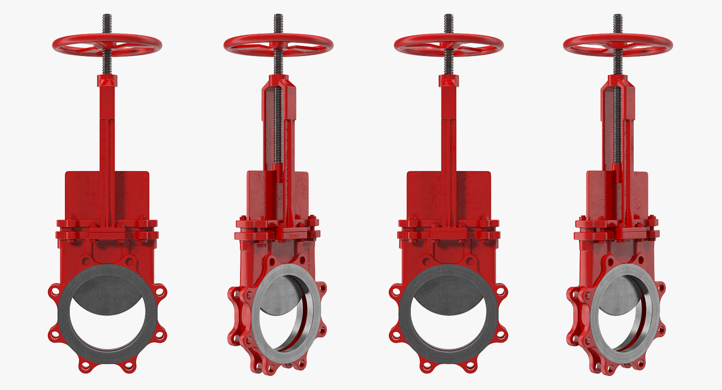 Bidirectional Knife Gate Valve Red 3D model