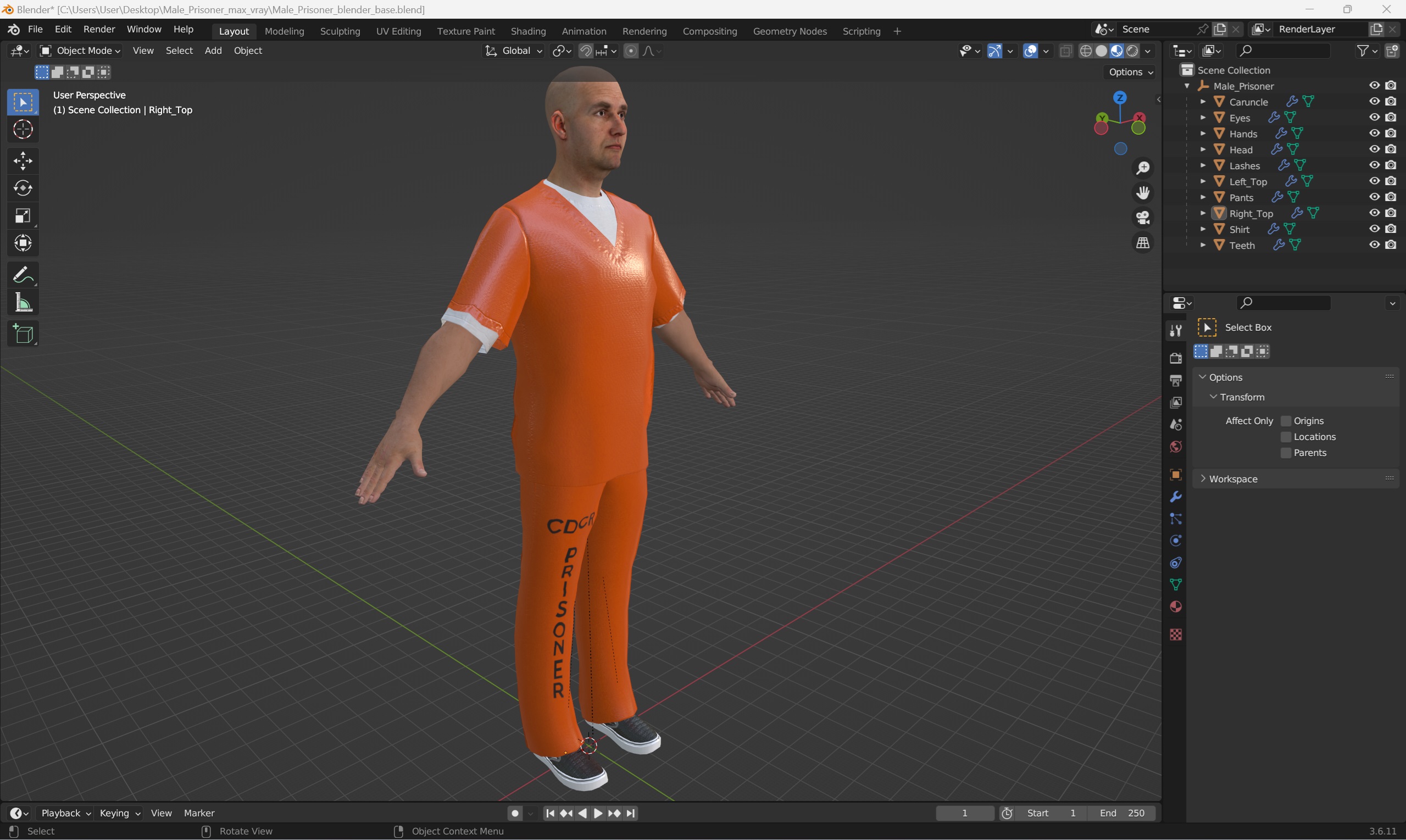 3D Male Prisoner model