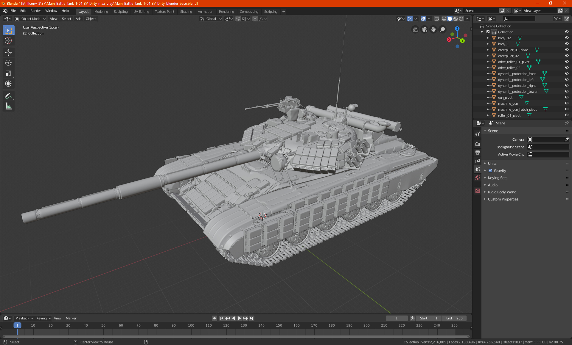 3D model Main Battle Tank T-64 BV Dirty