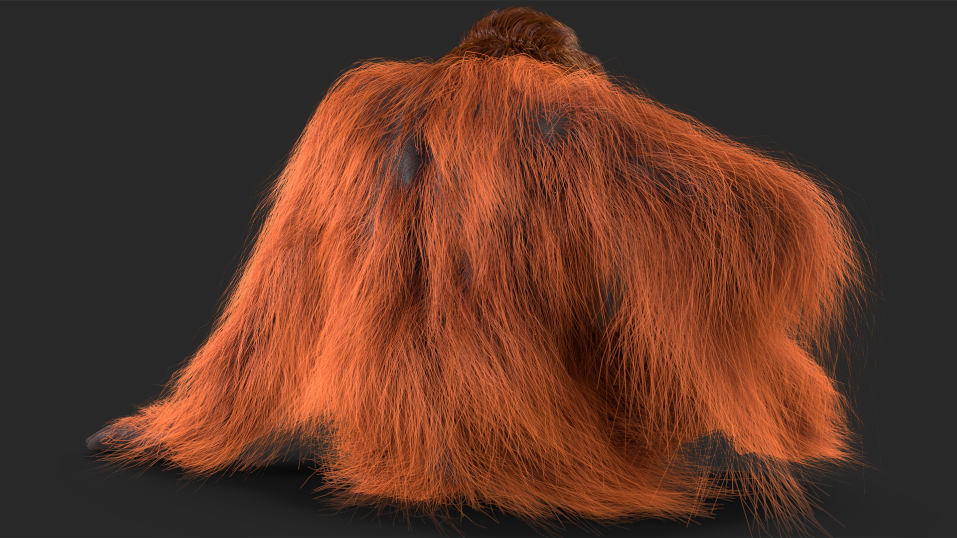 Tired Sitting Orangutan Fur 3D