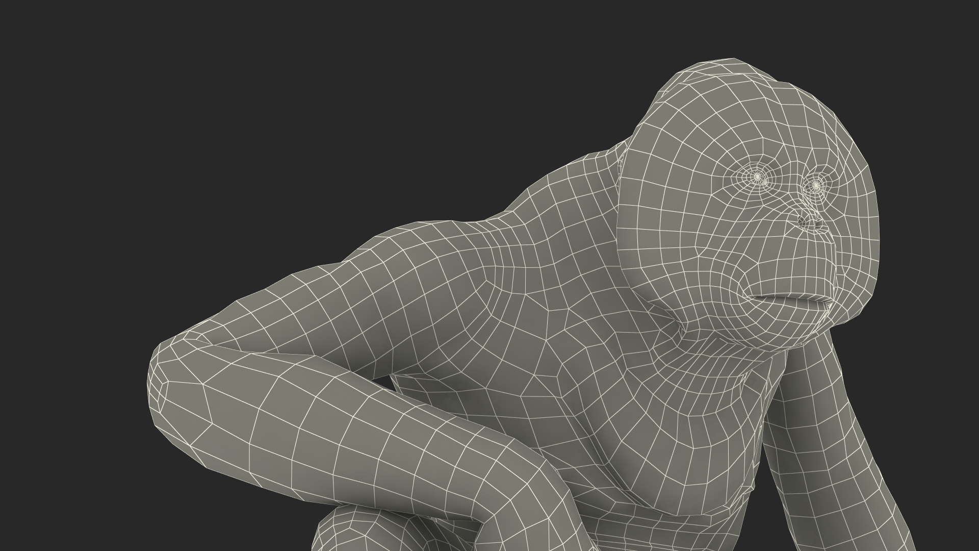 Tired Sitting Orangutan Fur 3D