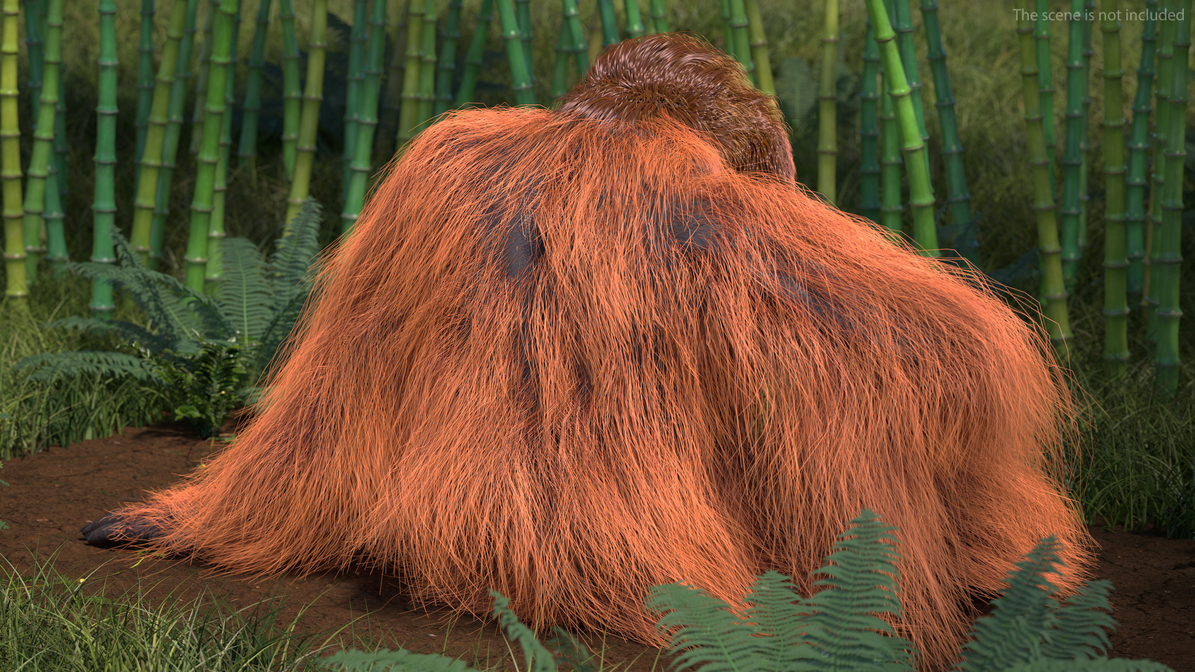 Tired Sitting Orangutan Fur 3D