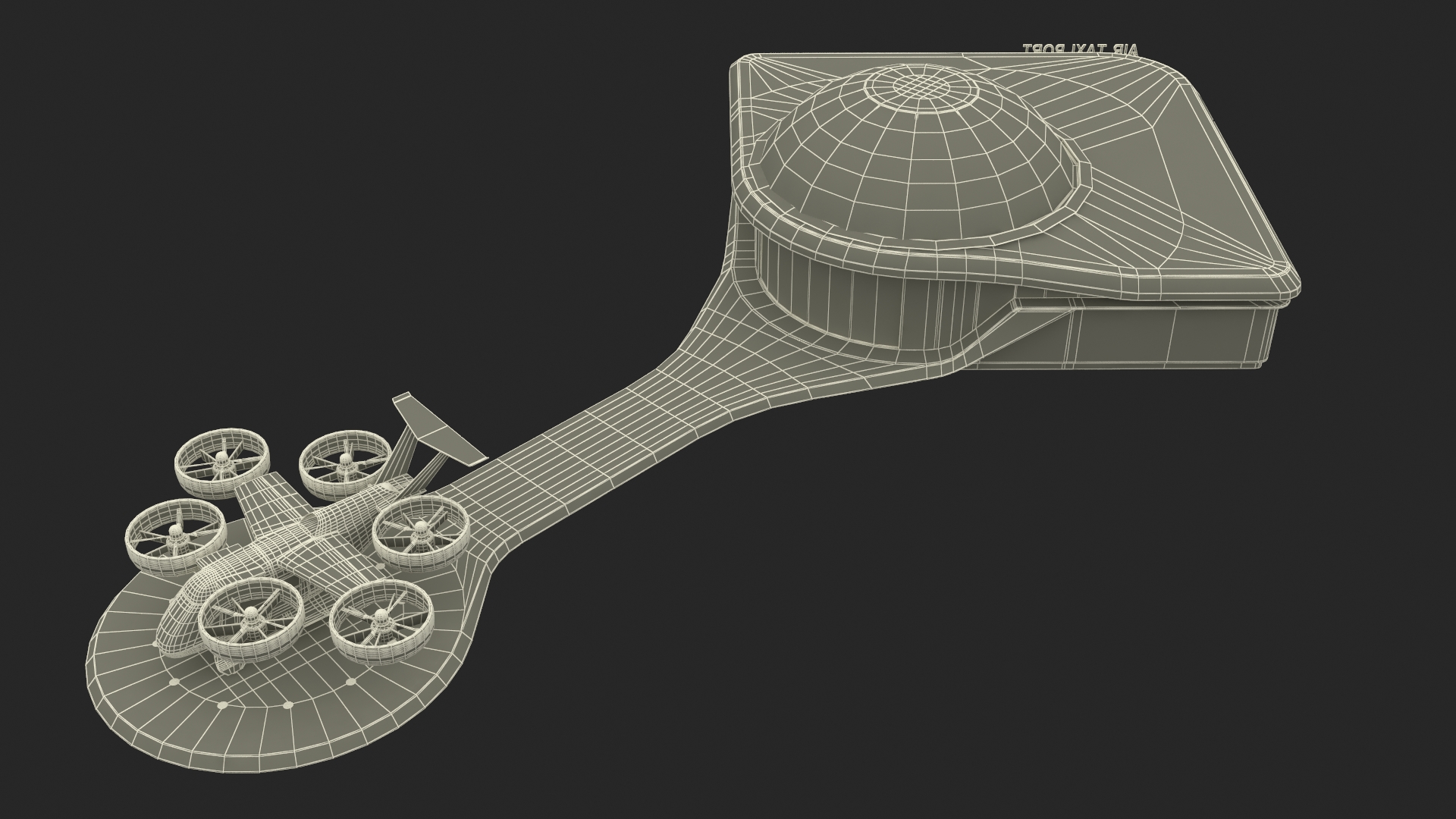 3D Urban Air Port with Passenger Aircraft model