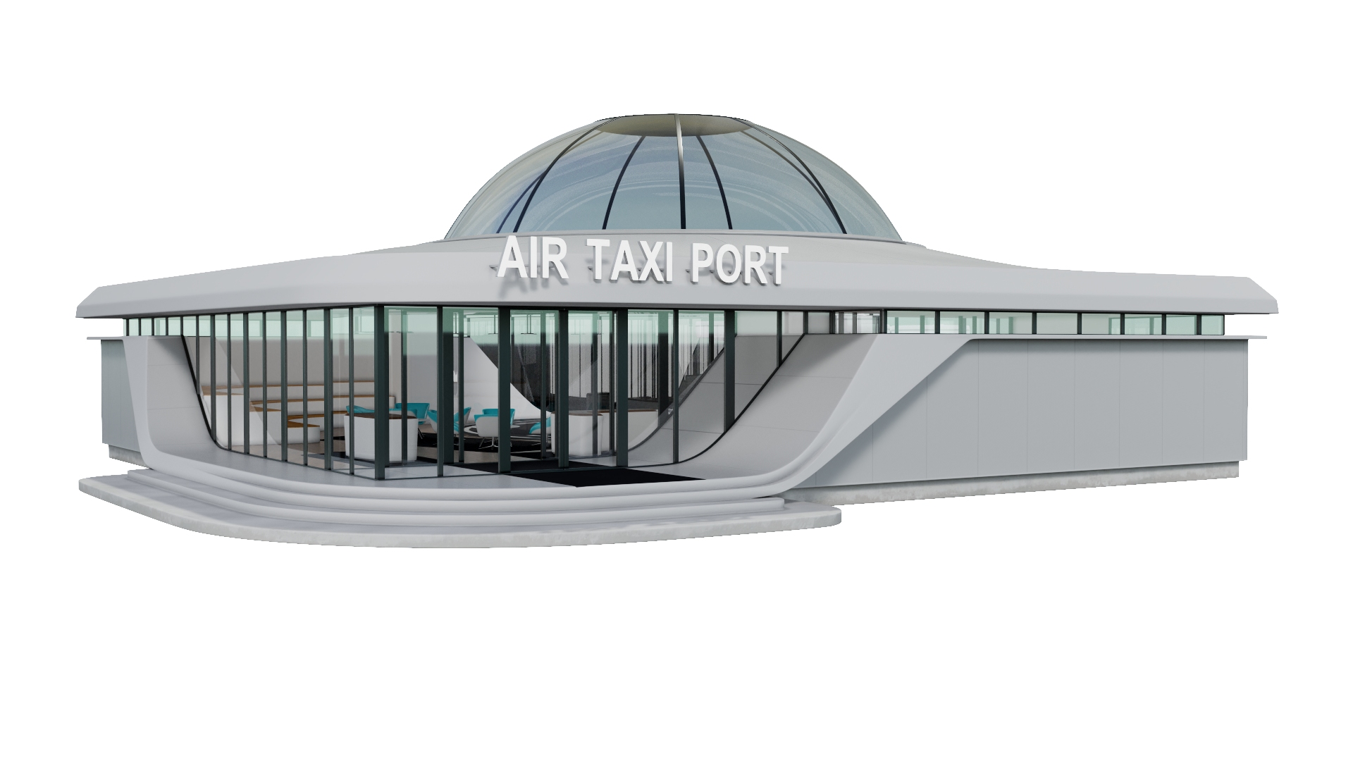 3D Urban Air Port with Passenger Aircraft model