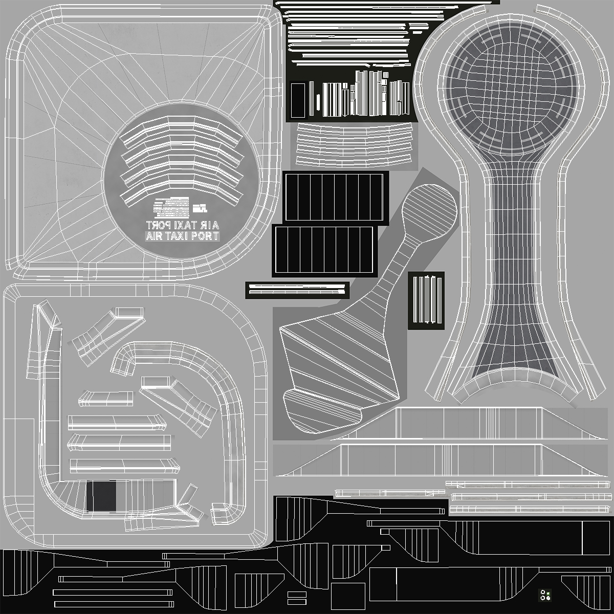 3D Urban Air Port with Passenger Aircraft model