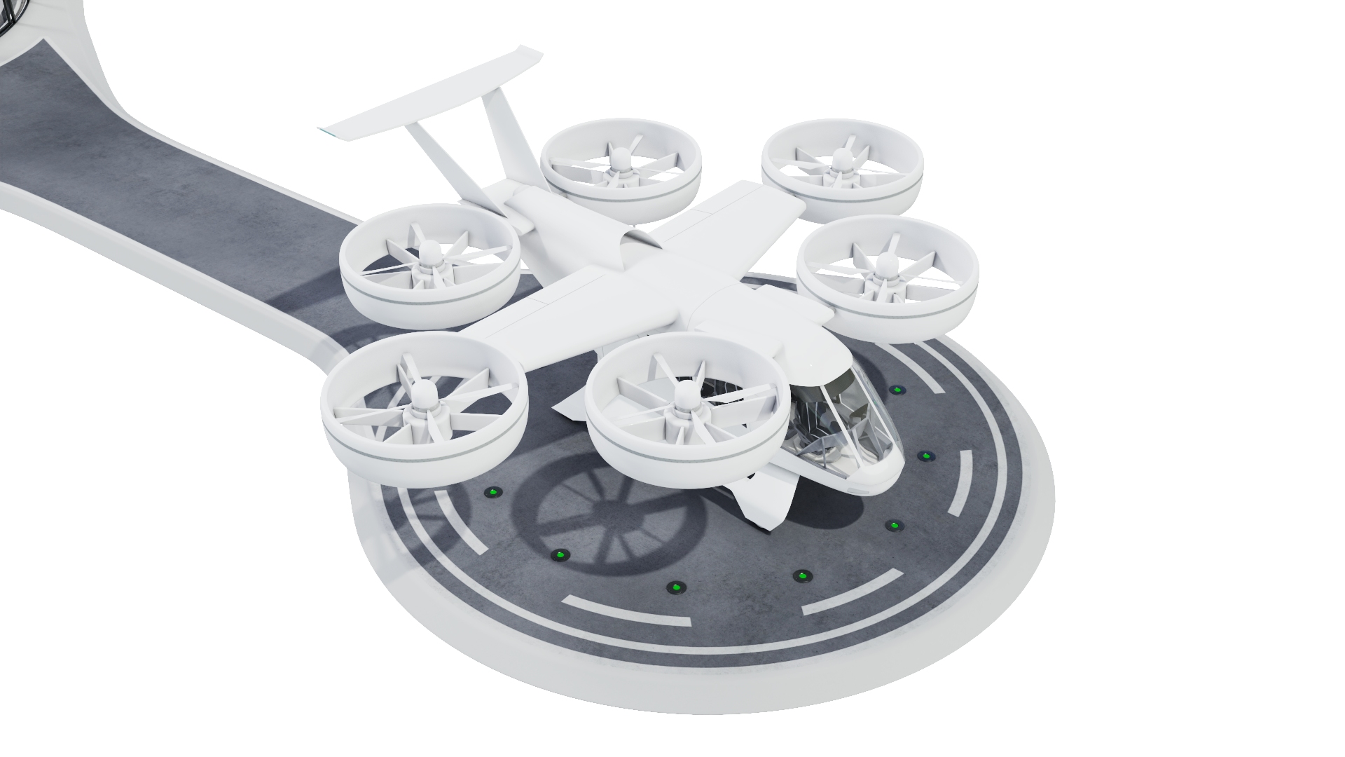 3D Urban Air Port with Passenger Aircraft model