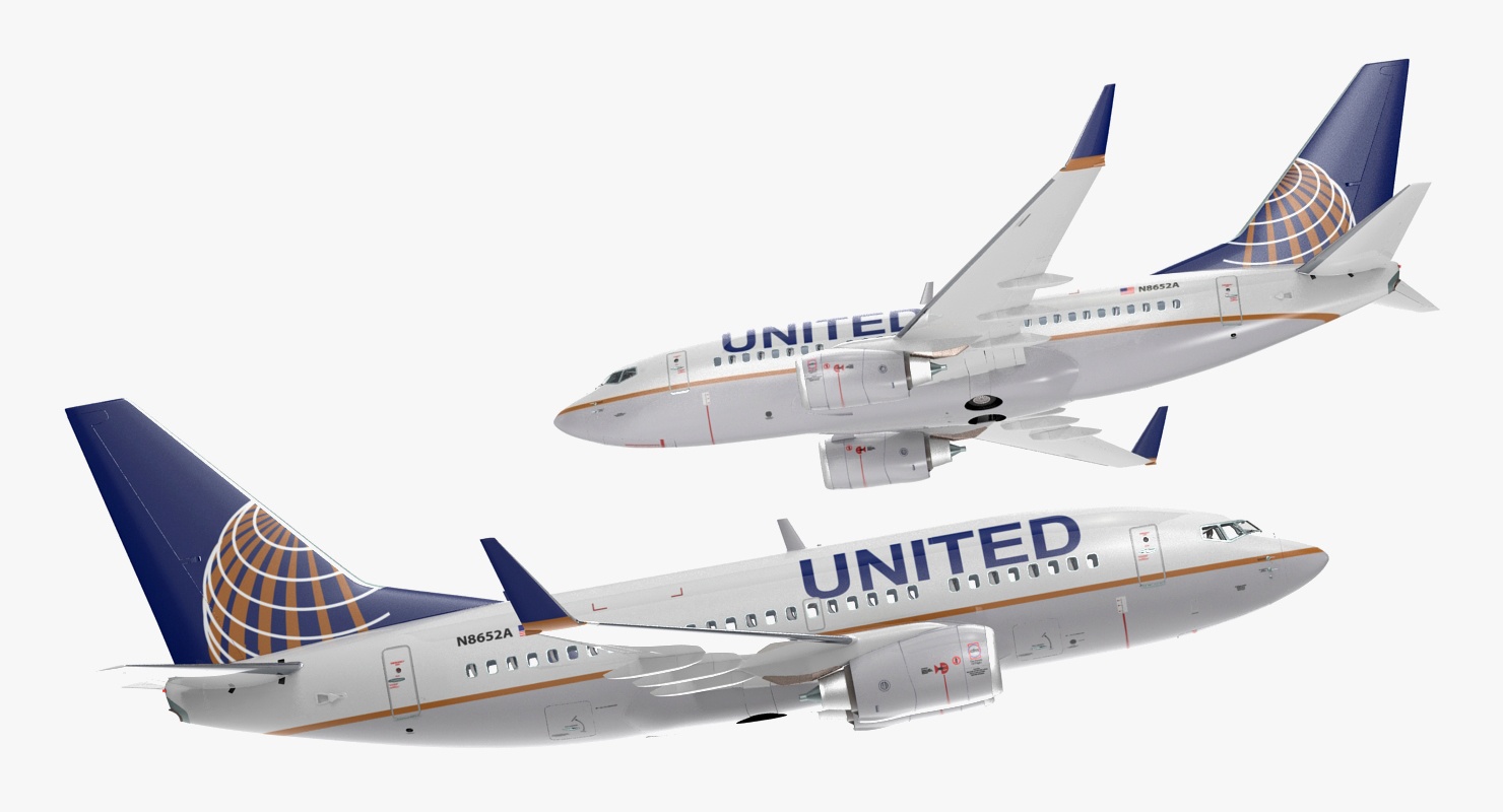 3D Boeing 737 600 with Interior United Airlines Rigged