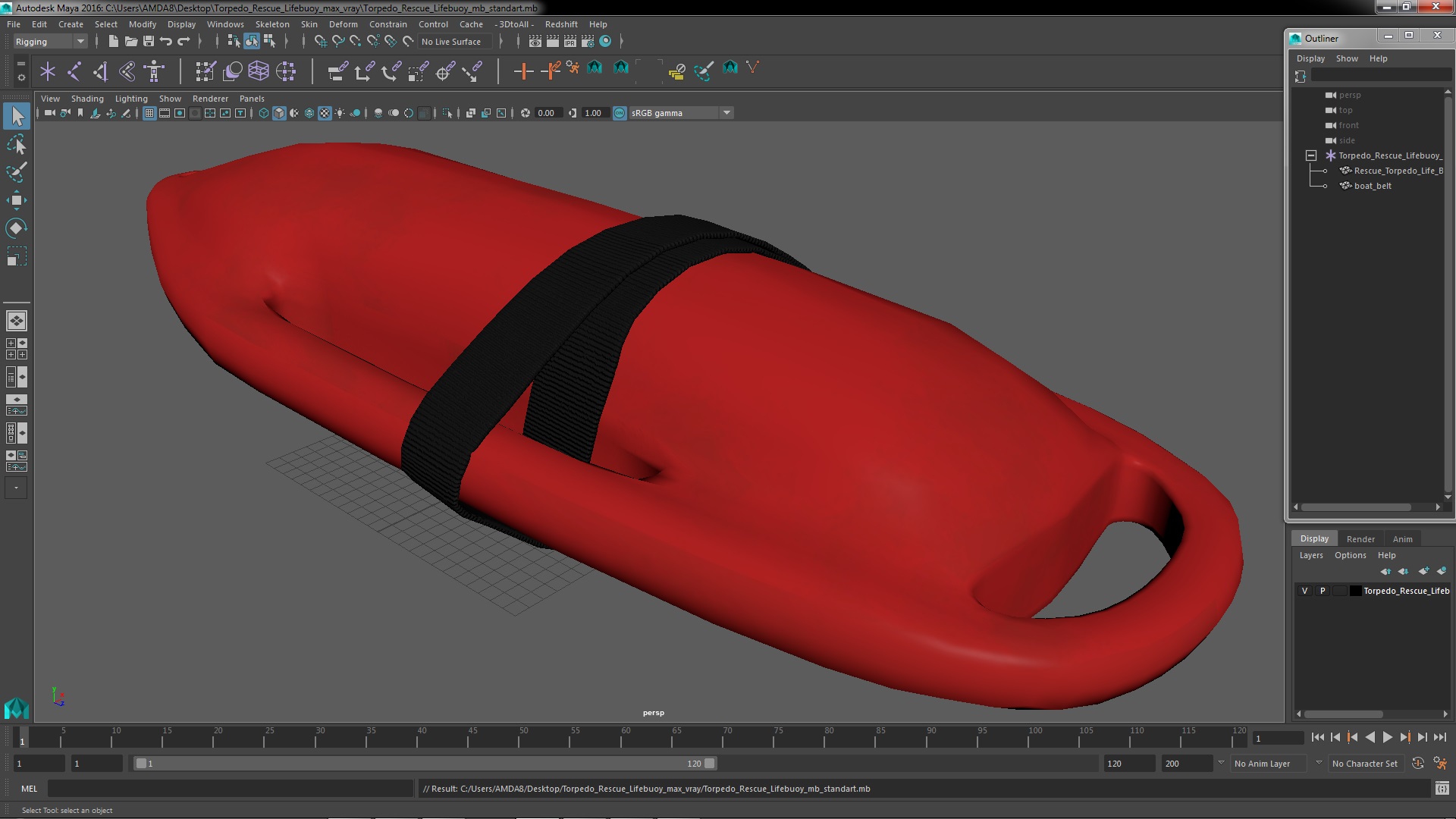 3D Torpedo Rescue Lifebuoy model