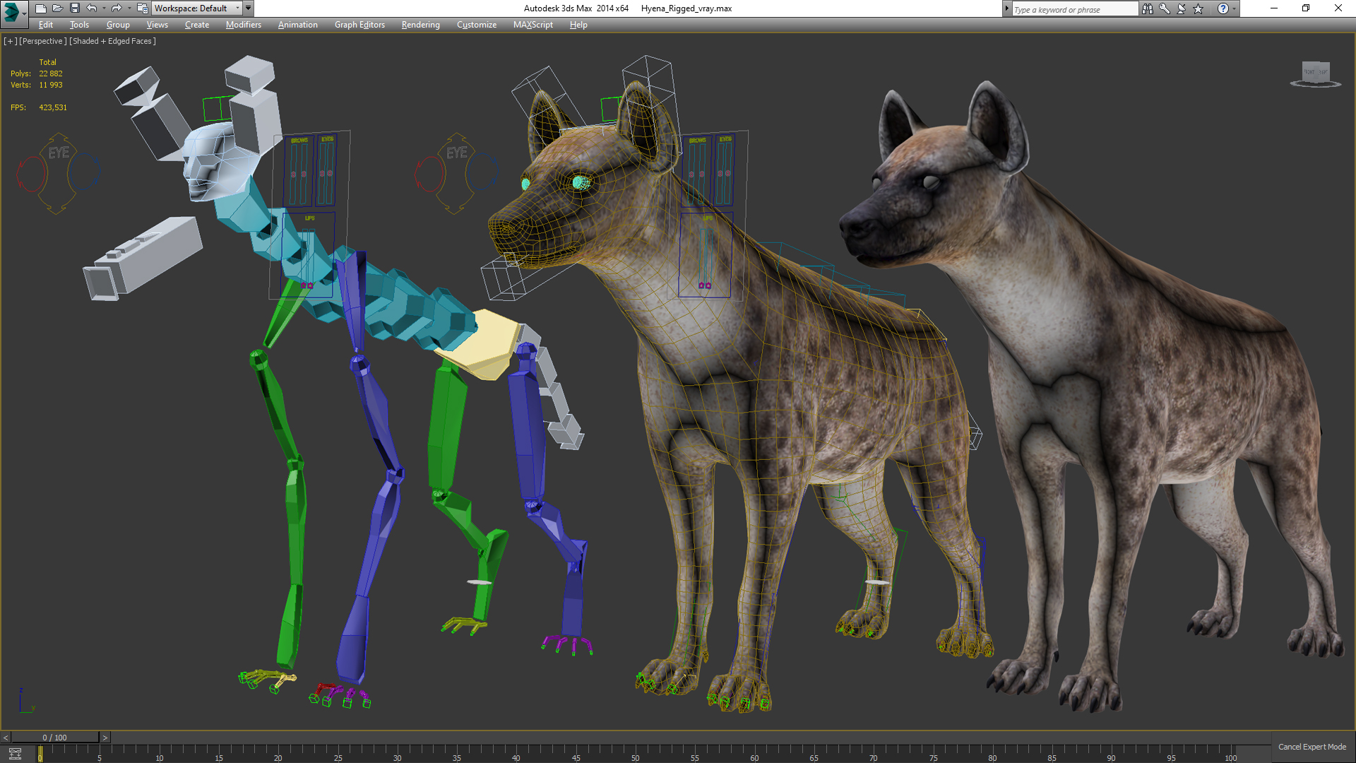 Hyena Rigged 3D