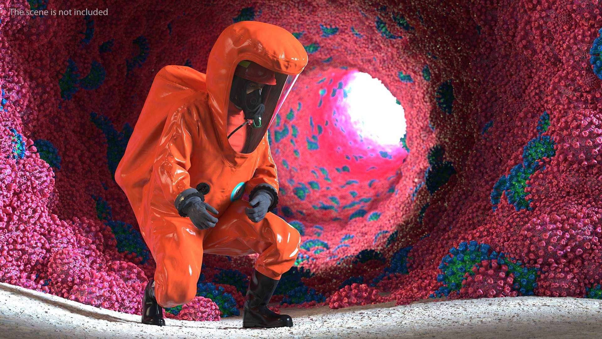 3D Heavy Duty Chemical Protective Suit Red Rigged