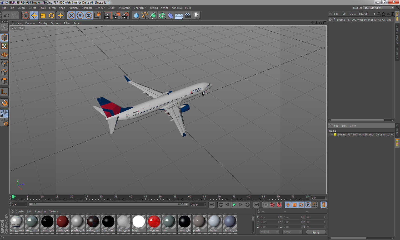 Boeing 737 900 with Interior Delta Air Lines 3D model